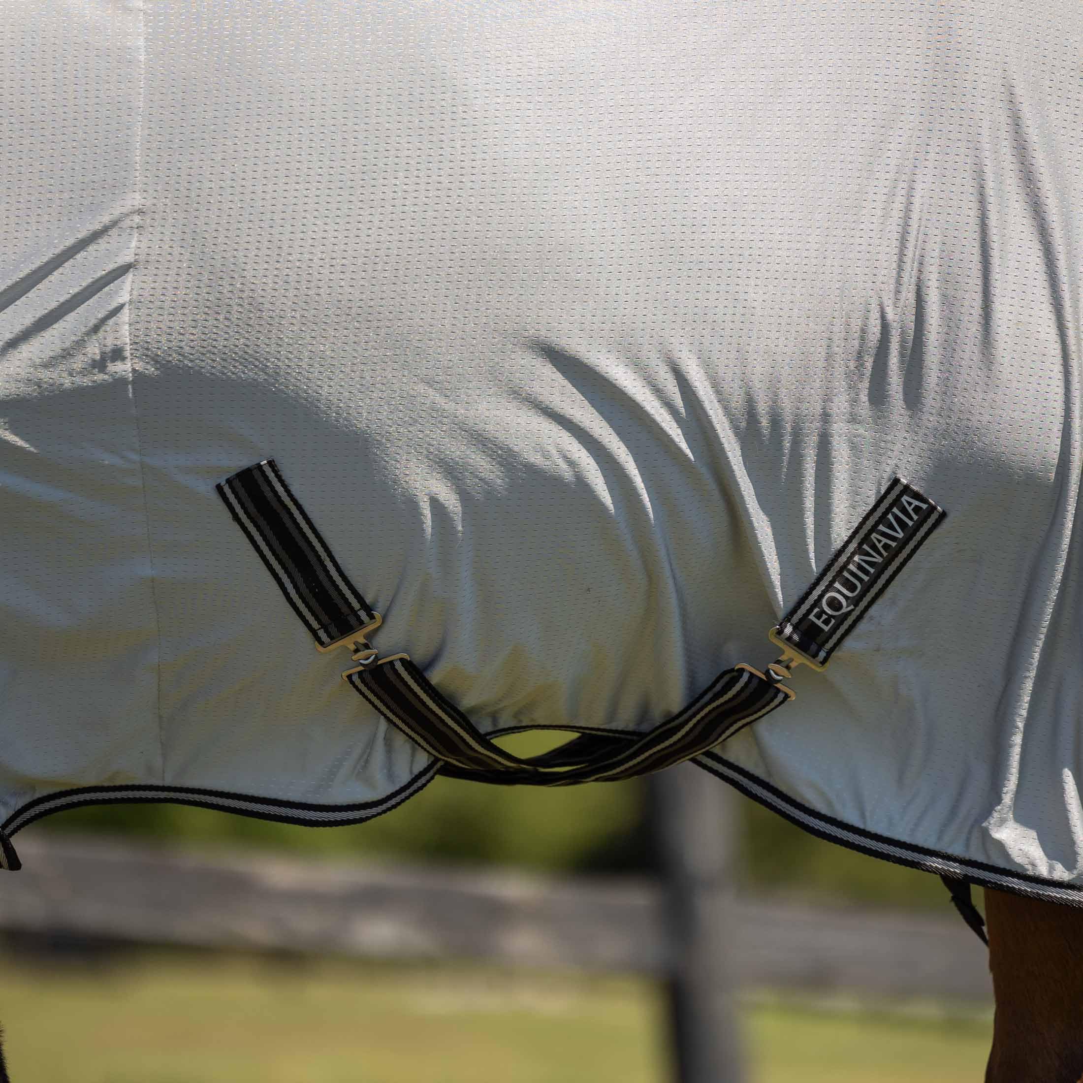 Equinavia Aktiv Athletic Detachable Neck Fly Sheet | Ultralight Poly Fabric | Extended Protection - Silver Gray - 75 In