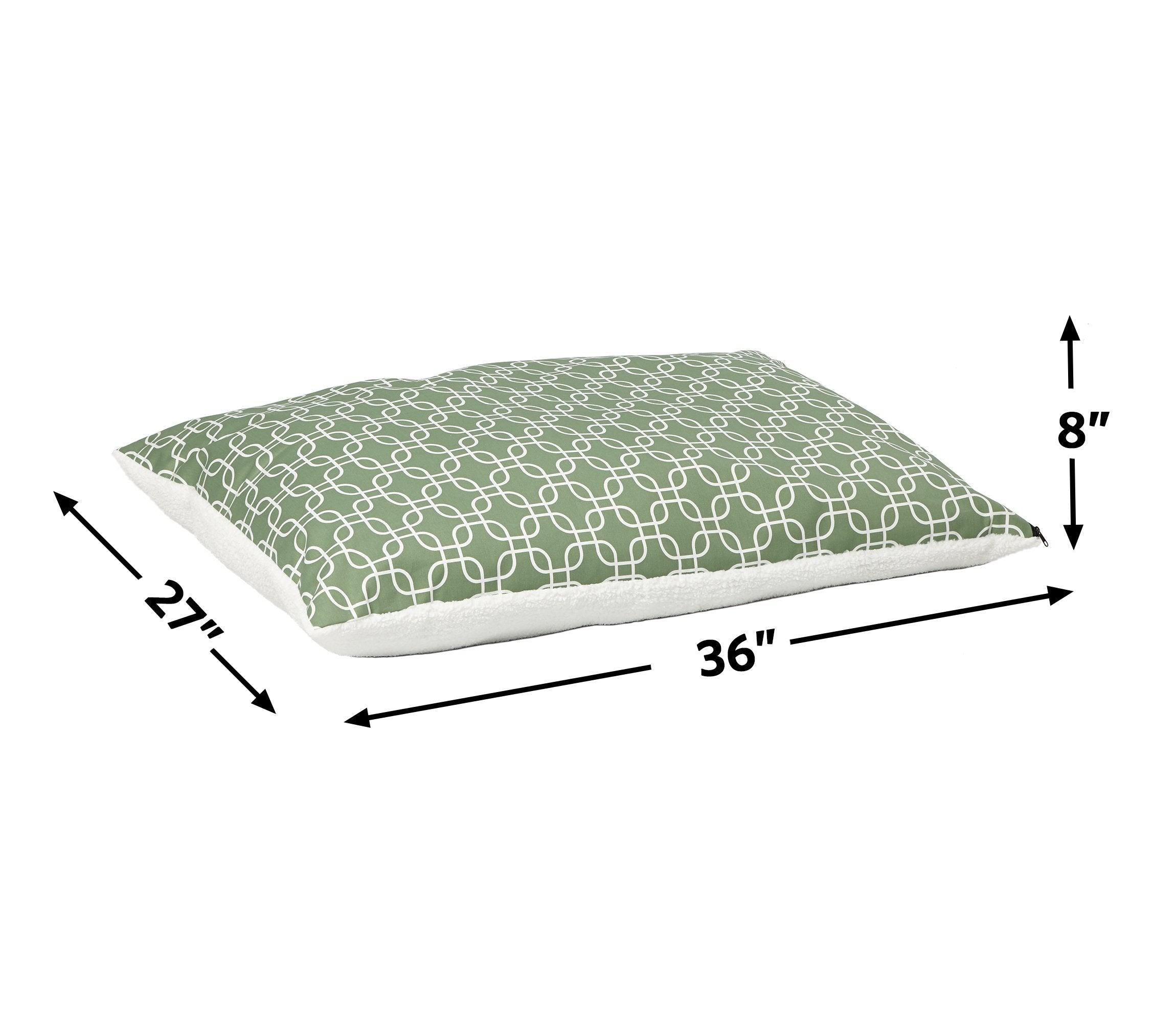 Midwest Homes For Pets Over-Stuffed Dog Bed Feat, Medium, 27 X 36, Medium Dog Breed, Green Geometric Pattern