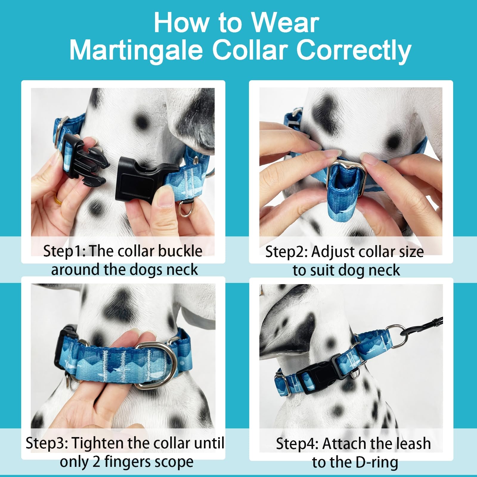 Fidohug Martingale Collar For Dogs With Buckle Dog Collar Adjustable Soft Nylon Boy Dog Collars For Puppy Dogs, Blue Sunset