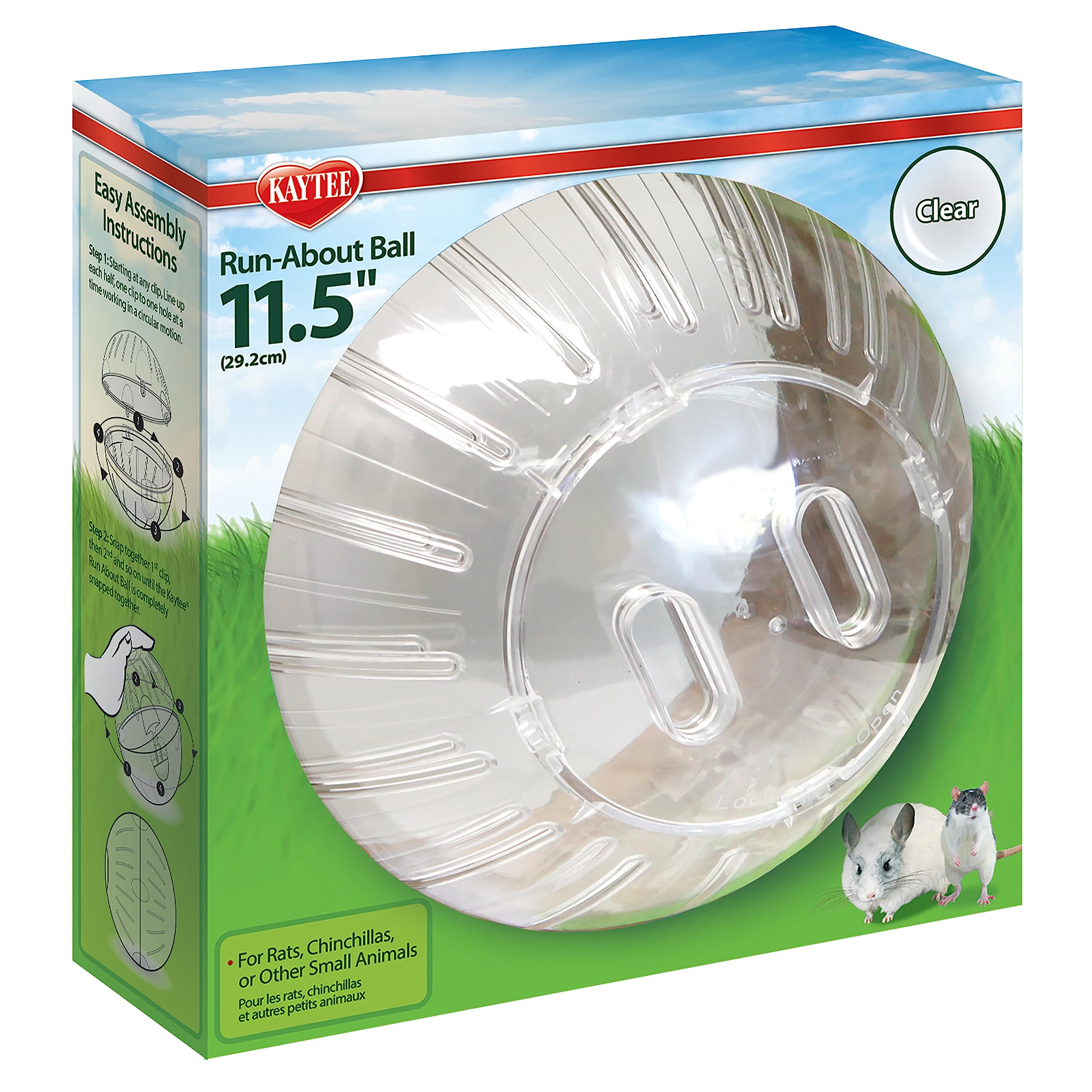 Kaytee 11.5 Clear Run-About Exercise Ball For Pet Rats & Chinchillas