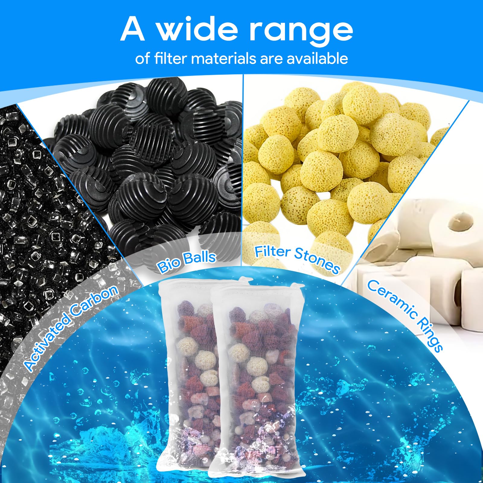 Myfatboss 15Pcs Media Bags For Aquarium, Extra Fine Mesh Bag Reusable Nylon Net Aquarium Filter Bags With Plastic Zipper For Ext