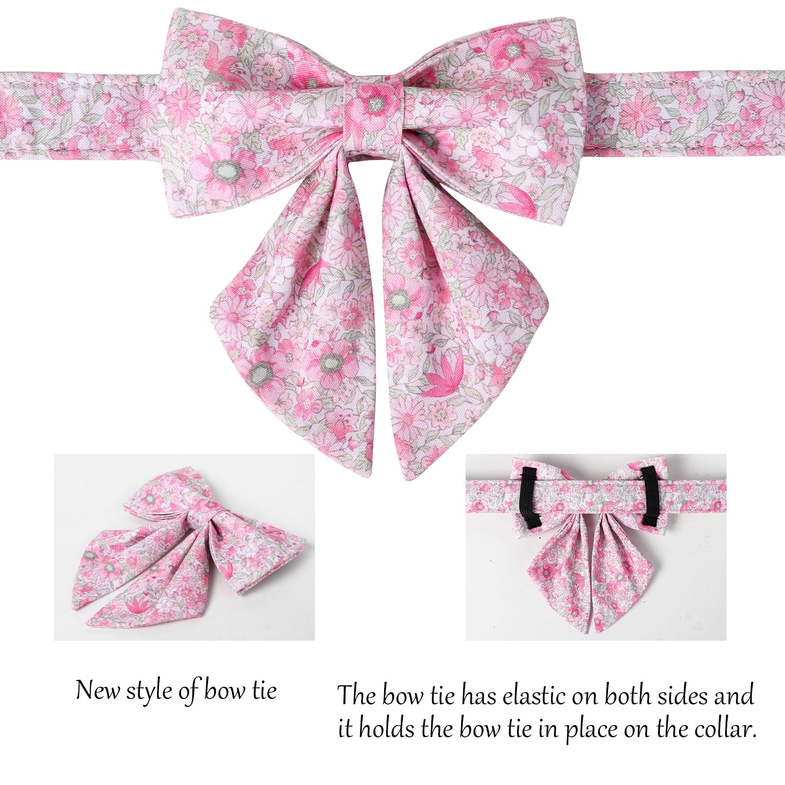 Lionet Paws Design Dogs Collar Cute Flower Sailor Bow Dog Collars For Girl Female Medium Large Dogs With Spring Floral L