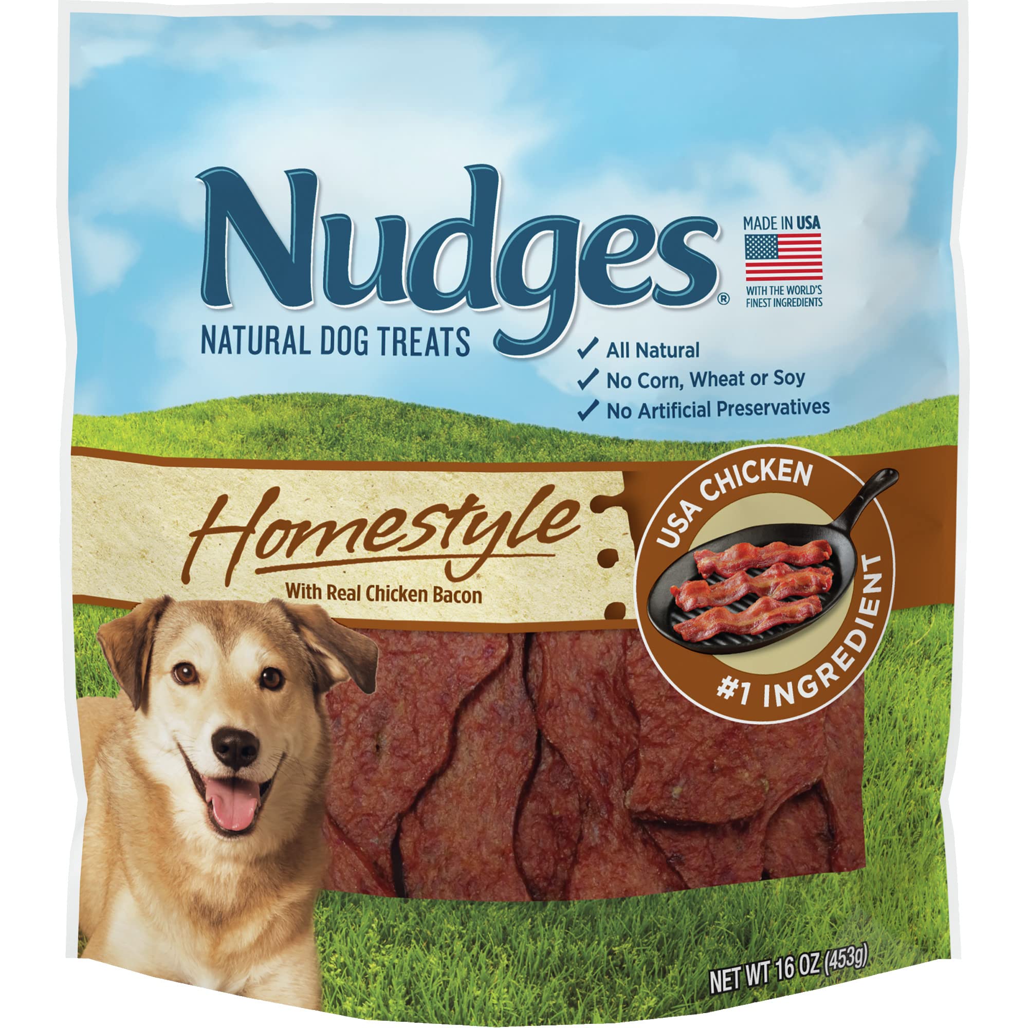 Blue Buffalo Nudges Homestyle Natural Dog Treats, Chicken and Bacon, 16oz Bag