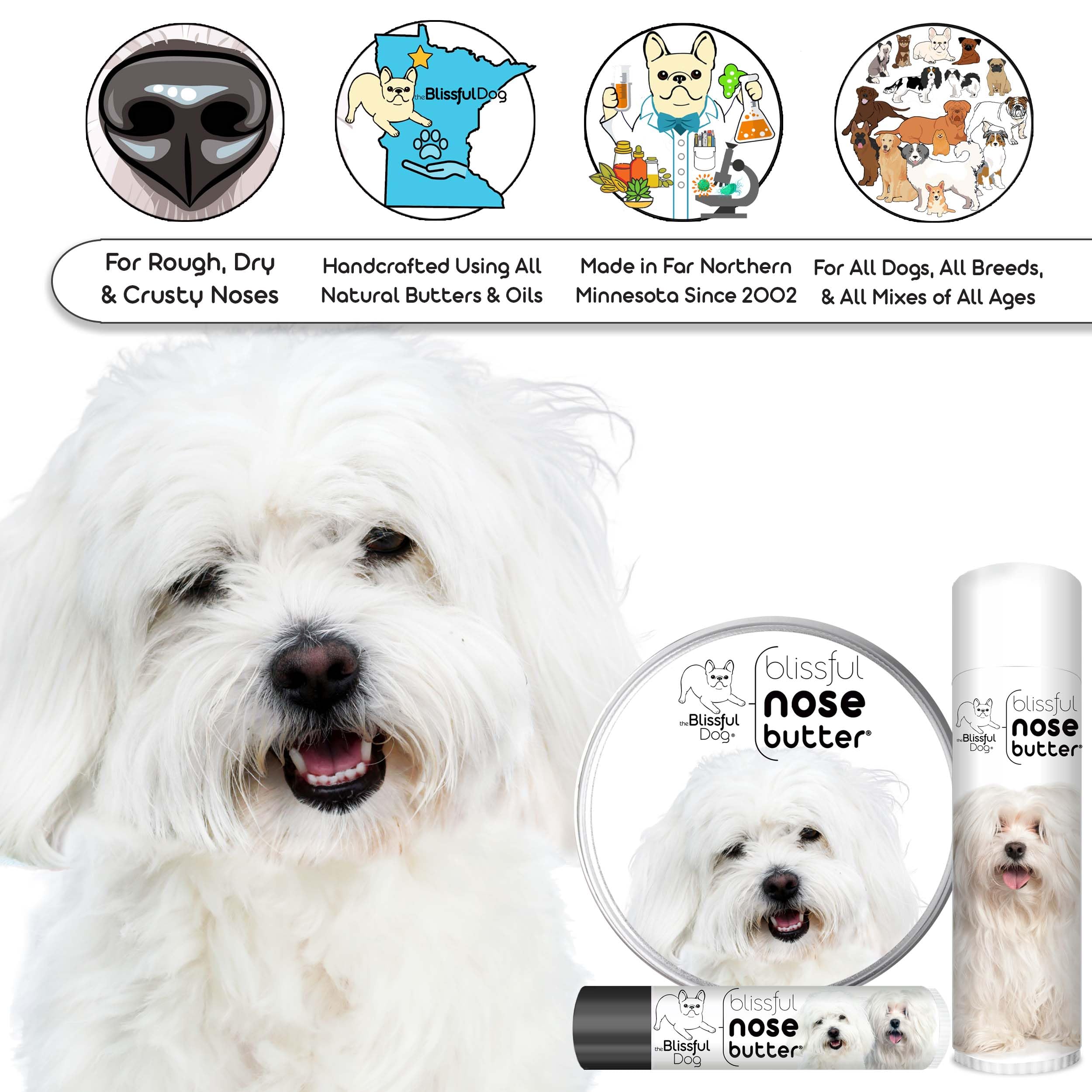 The Blissful Dog Coton De Tulear Unscented Nose Butter, 1-Ounce