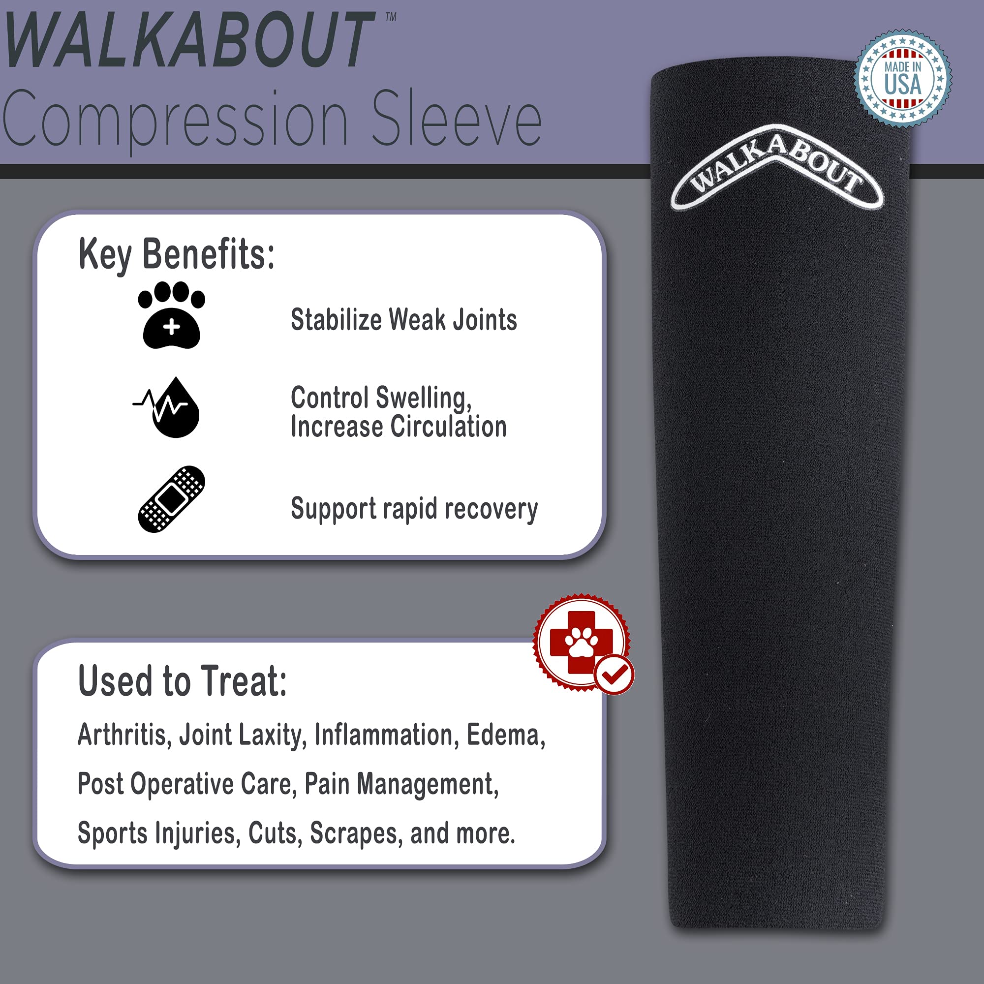 WALKABOUT Canine Compression Sleeve (Black, Large