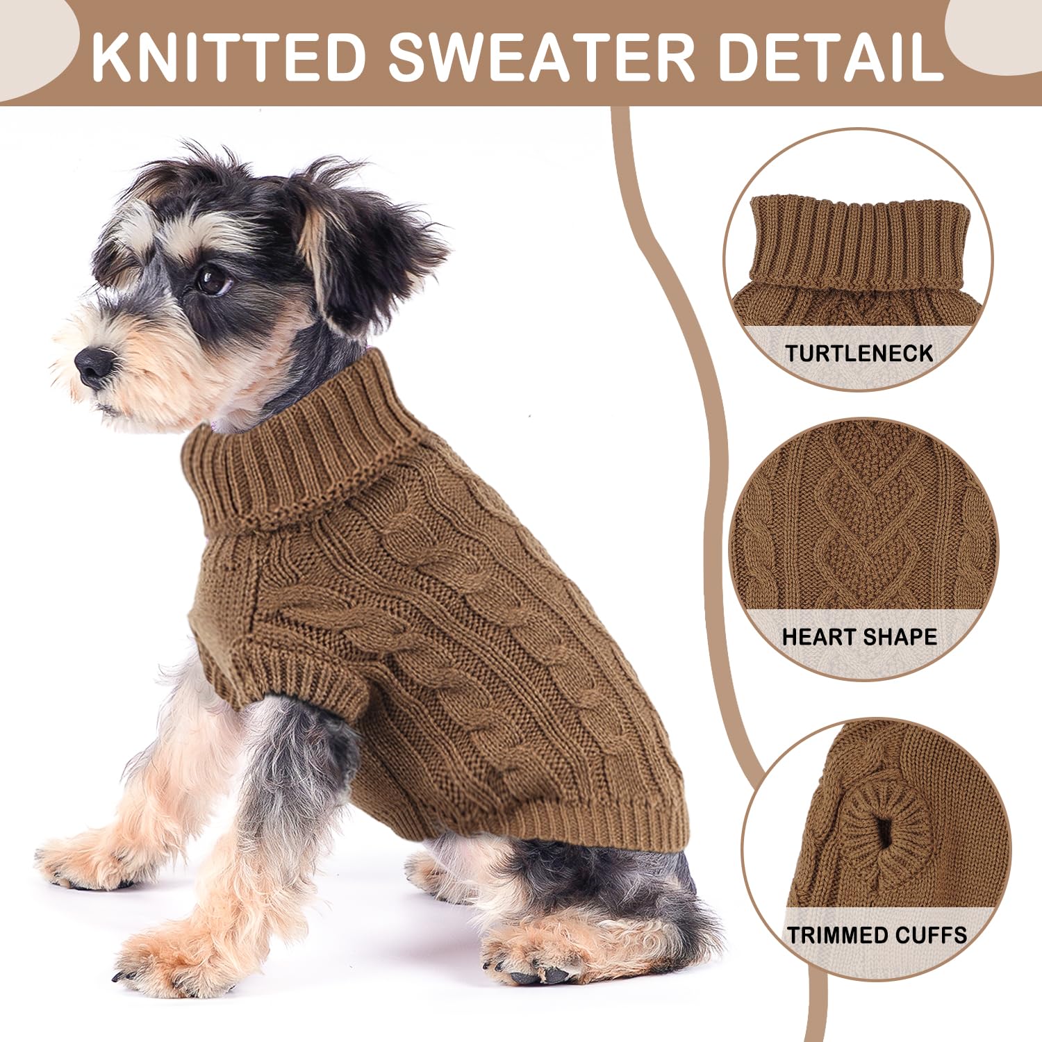 puppishy Dog Sweaters Dog Clothes for Small Dogs Dog Knitted Warm Sweater Turtleneck Puppy Clothes Small Dog Pullover Sweater Fa