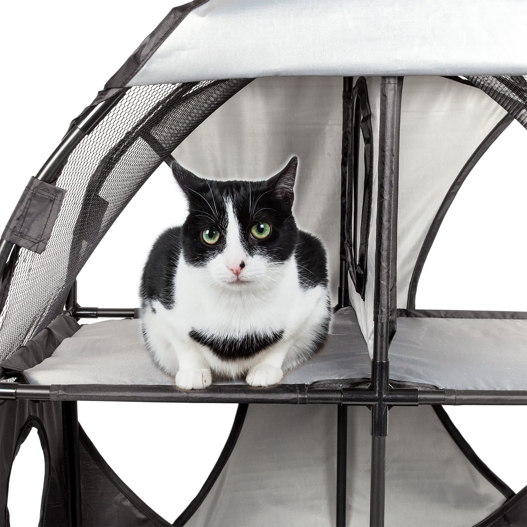 Pet Life Collapsible Soft Folding Pet Cat House, Grey/Black