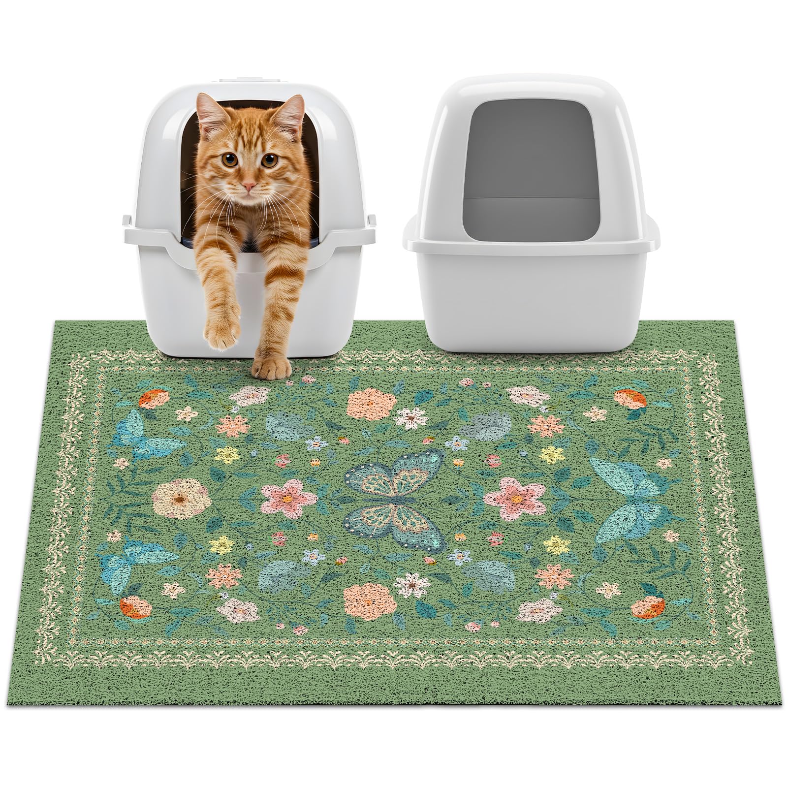 Unicorn Catcher 33x22 inches Cat Litter Mat Non-Slip Bottom Litter Box Mat Urine-Proof Soft Litter Mat for Cats Waterproof Pads 