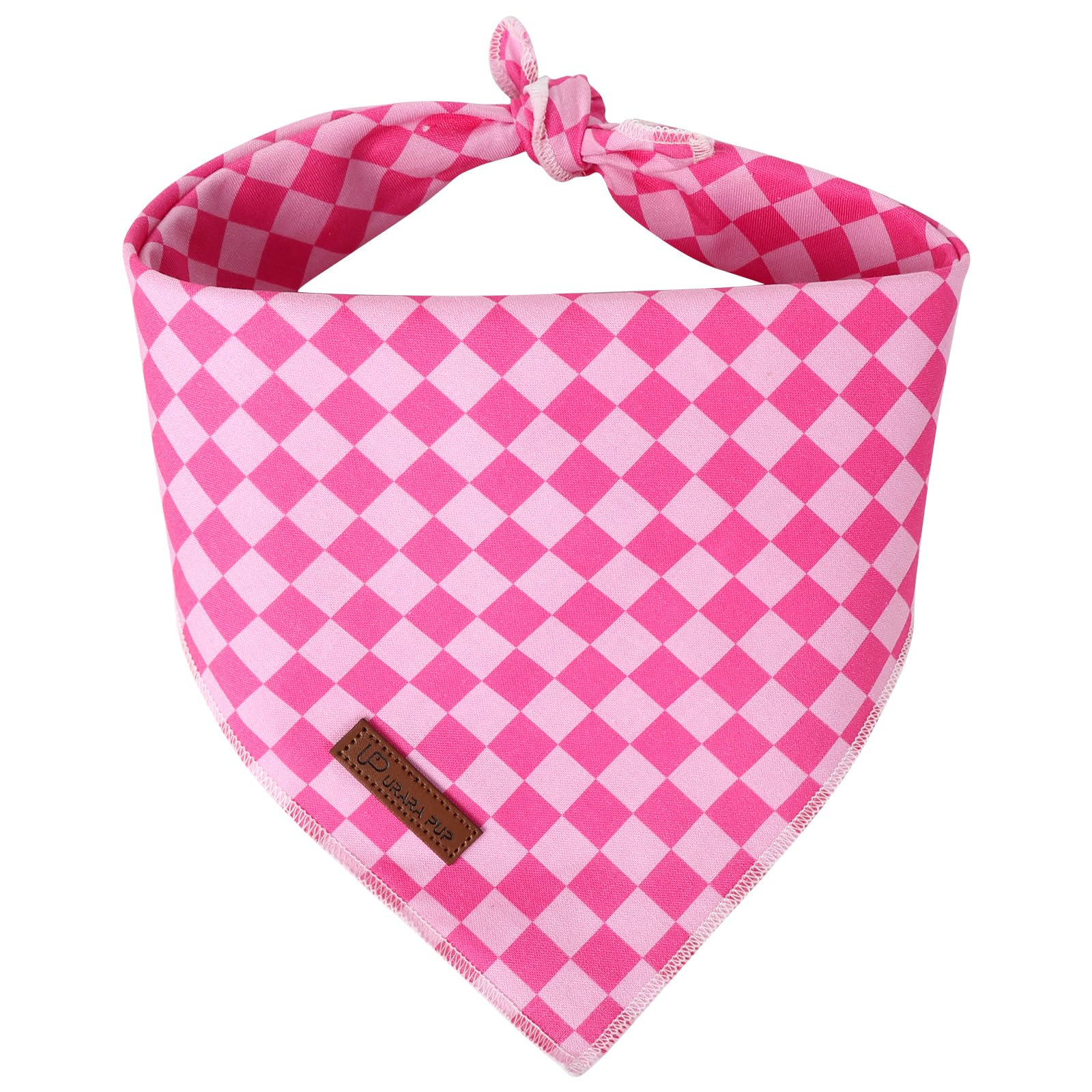 Summer Dog Bandana, UP URARA PUP Pink Bandana for Small Large Dogs, Cotton Handkerchief Fashion Plaid Puppy Triangle Bid Scarf f