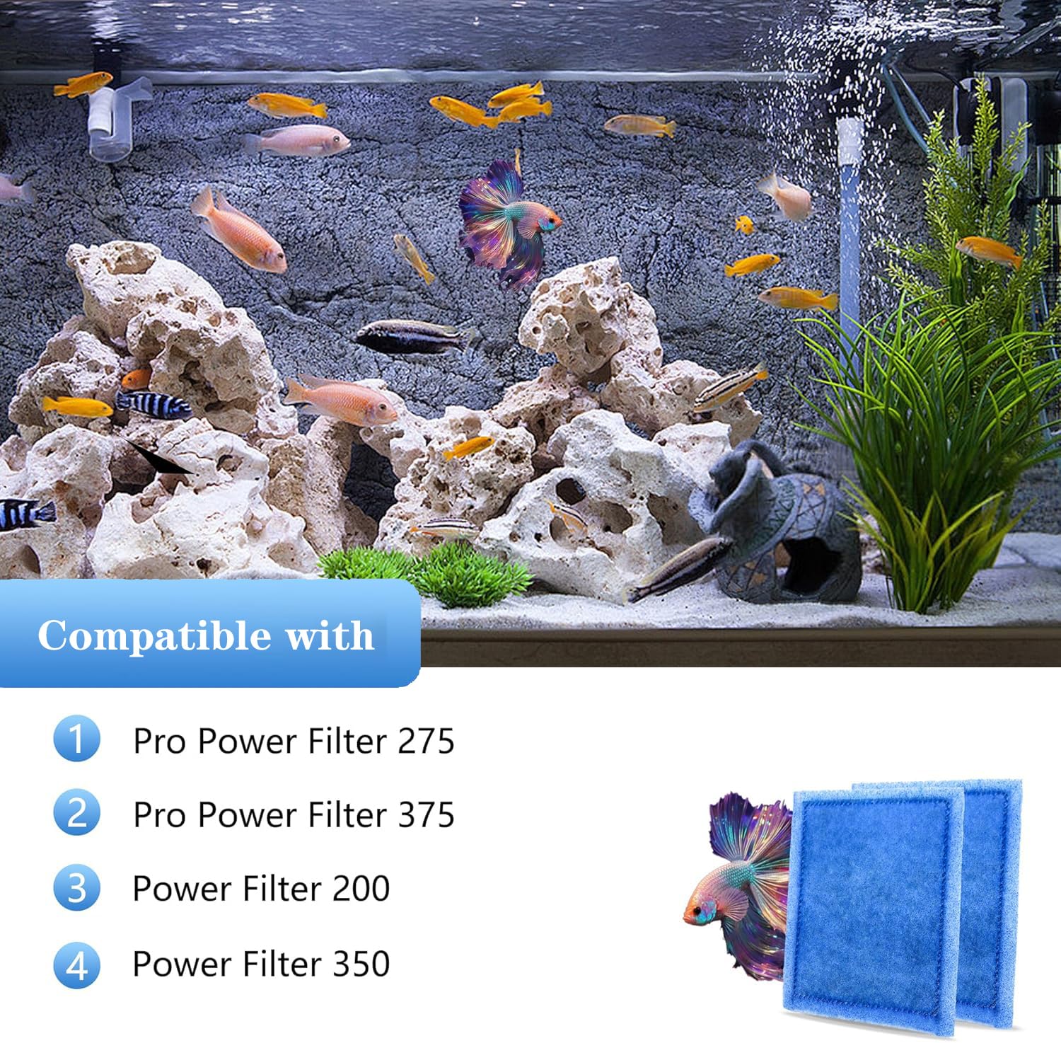 Pewyoke Aquarium Filter Cartridge 4 Pack Rite-Size C Filter Replacement Cartridges Compatible With Pro Power Filters 275/375 /Po