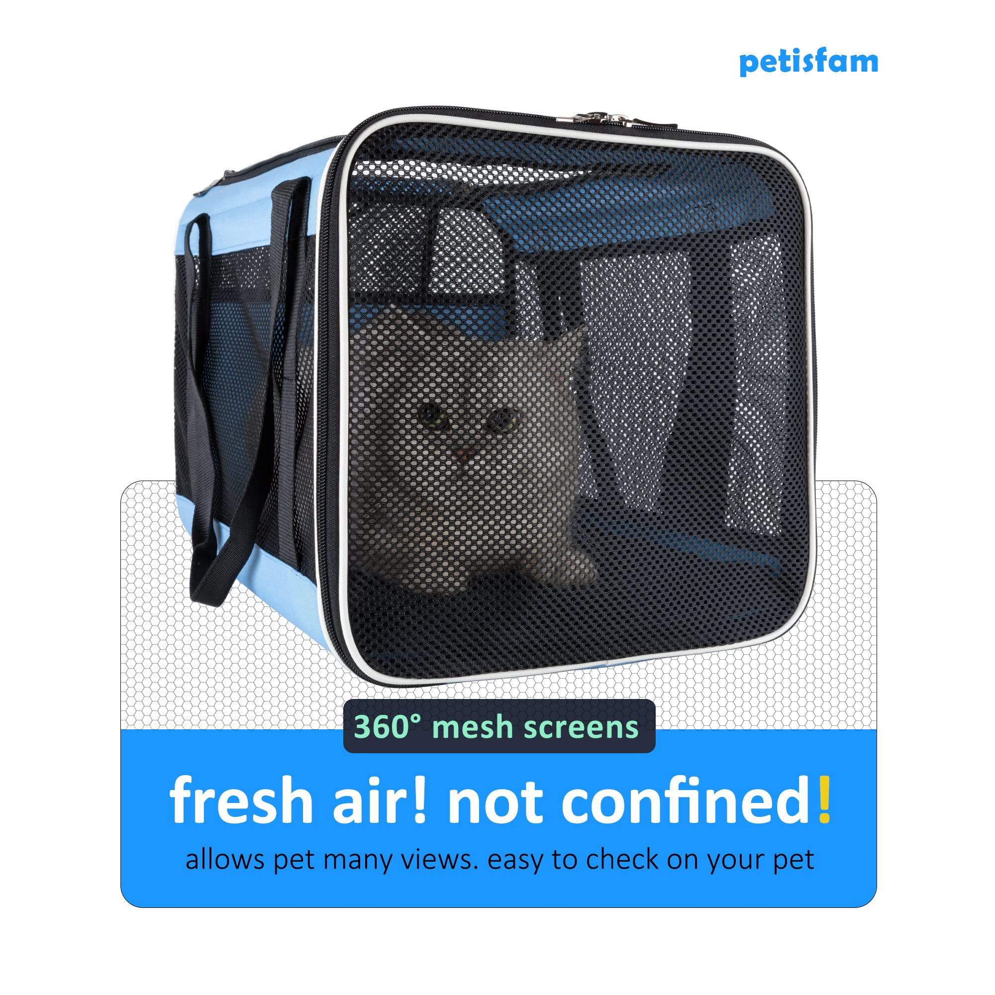 Petisfam Soft Pet Carrier For Large And Medium Cats, 2 Kitties, Small Dogs. Easy To Get Cat In, Great For Cats That Don'T Like C