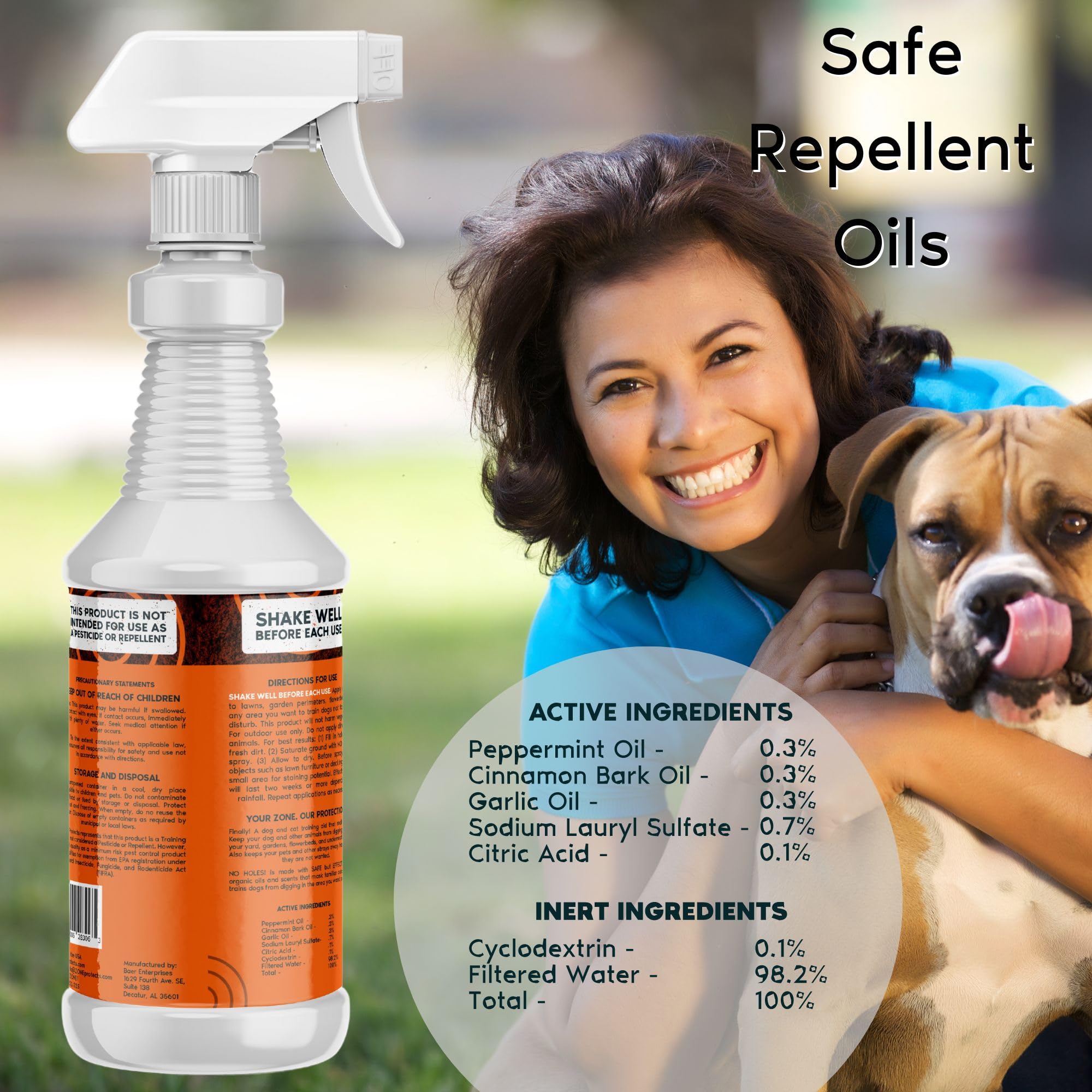 Zone Protects No Holes Digging Dog Prevention; Stop Dogs from Digging; Natural Repellent Oils; Long Lasting; 32oz Spray Covers 5