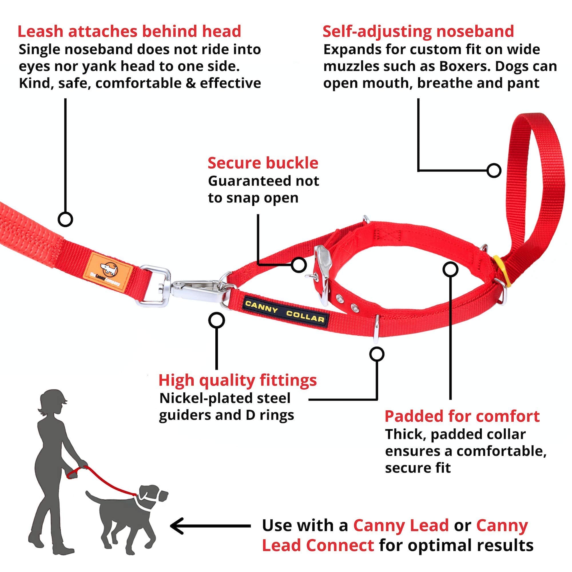 Canny Collar No Pull Dog Training Headcollar - Black Size 4, Nylon, Model 02-1005, Safe and Comfortable for Easy Walks