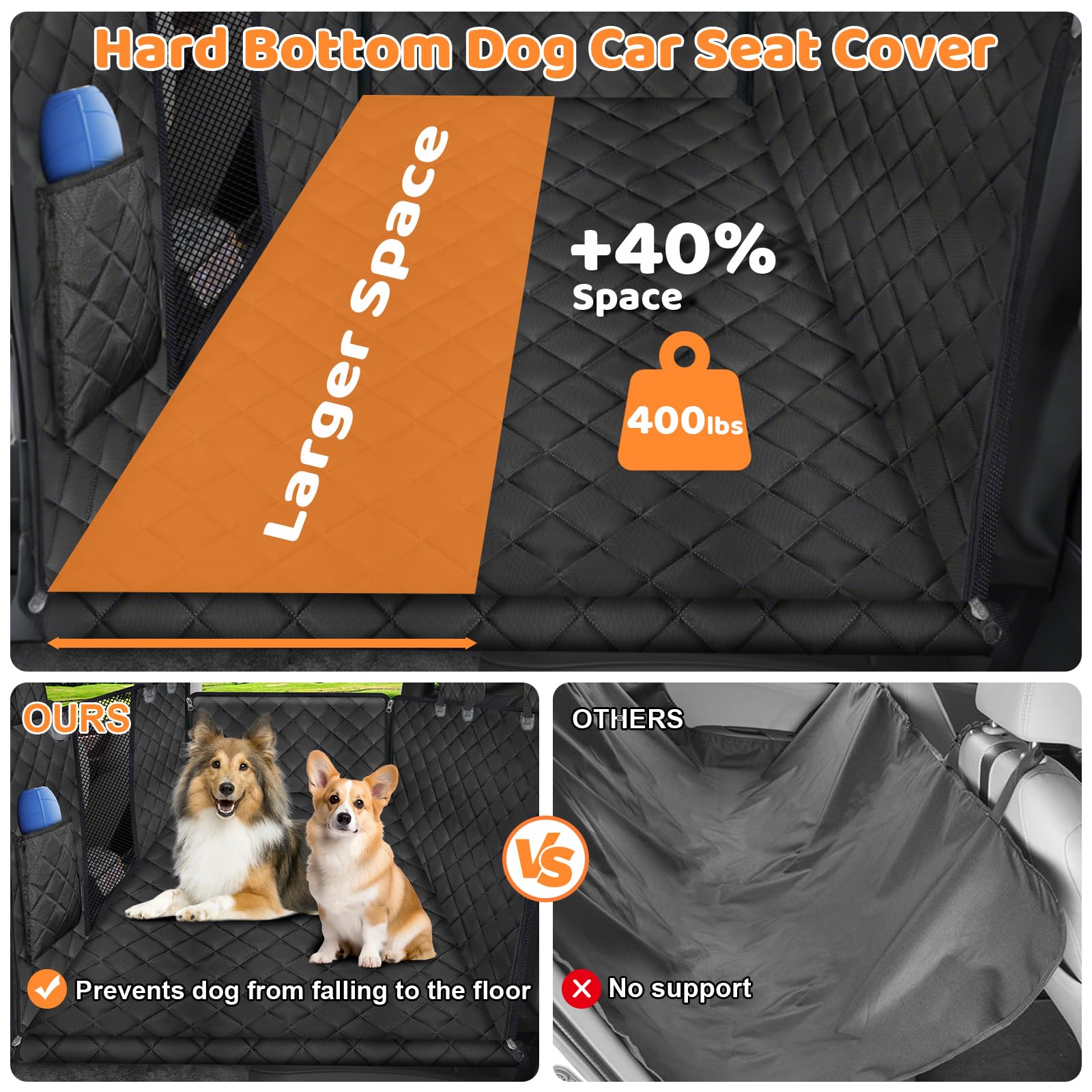 URPOWER Dog Back Seat Extender for Tesla Model Y, Hard Bottom Dog Car Seat Cover Holds 400 lbs, Waterproof Dogs Hammock for Car