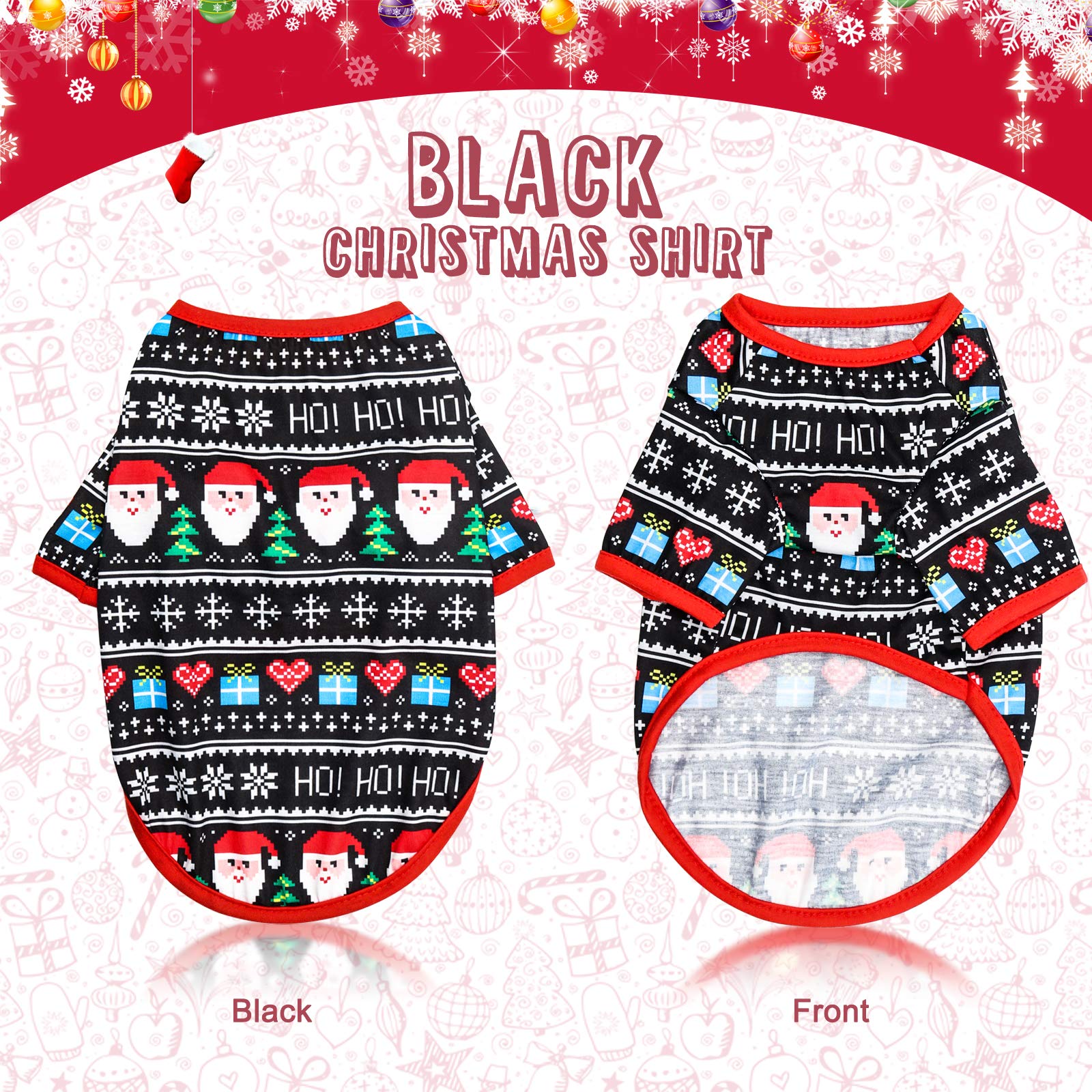 Hylyun Dog Christmas Shirt 2 Packs - Christmas Pet Shirt Soft Breathable Puppy Shirts Printed Pet Clothing For Small Dogs And Cats Xs