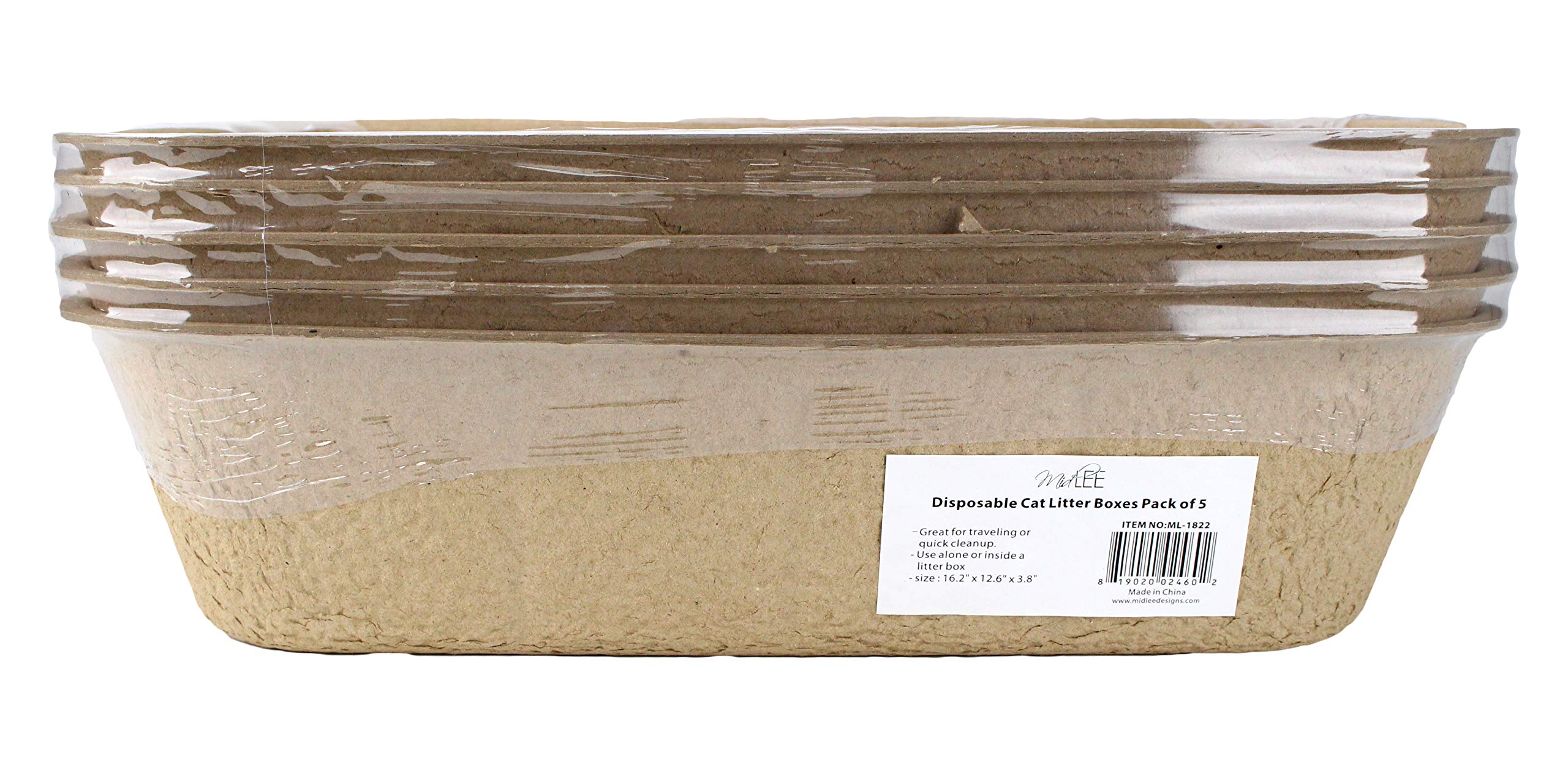 Midlee Disposable Cat Litter Boxes Pack Of 5-16.5' X 12' X 4'