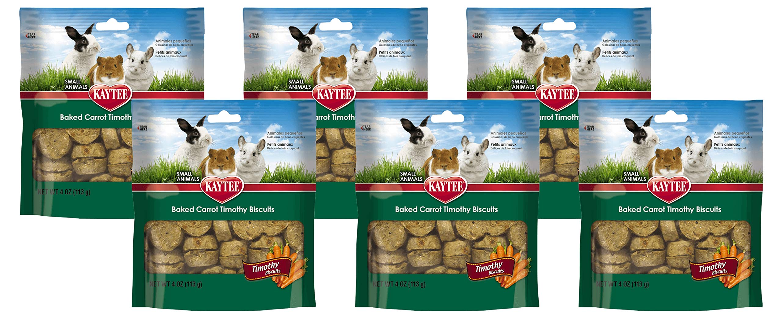Kaytee Timothy Hay Baked Carrot Small Animal Treats, 4Oz (6 Pack)
