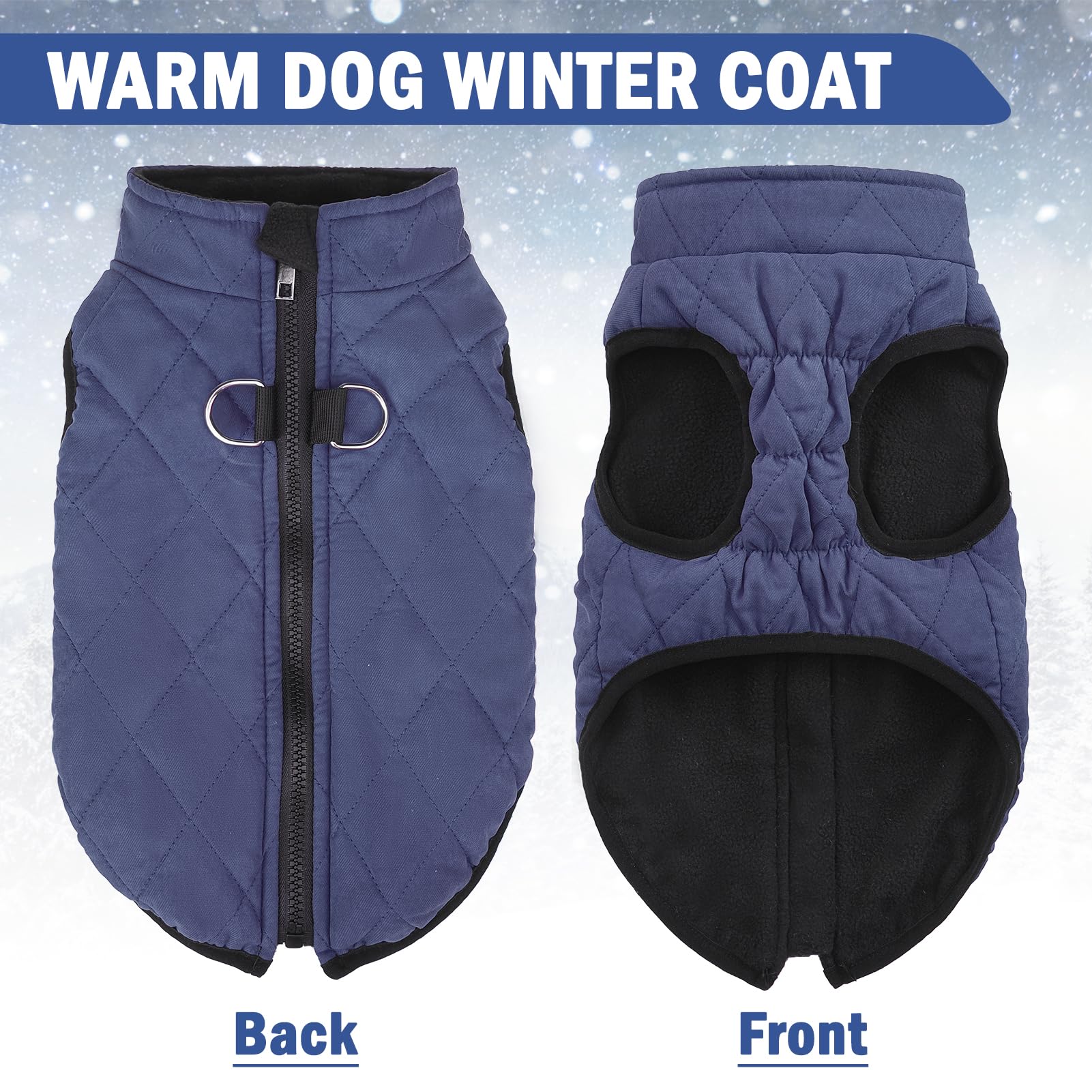 Scenereal Winter Dog Vest Coat With Harness Built In, Warm Dog Jacket For Small Medium Dogs, Dog Cold Weather Coats With Zipper,