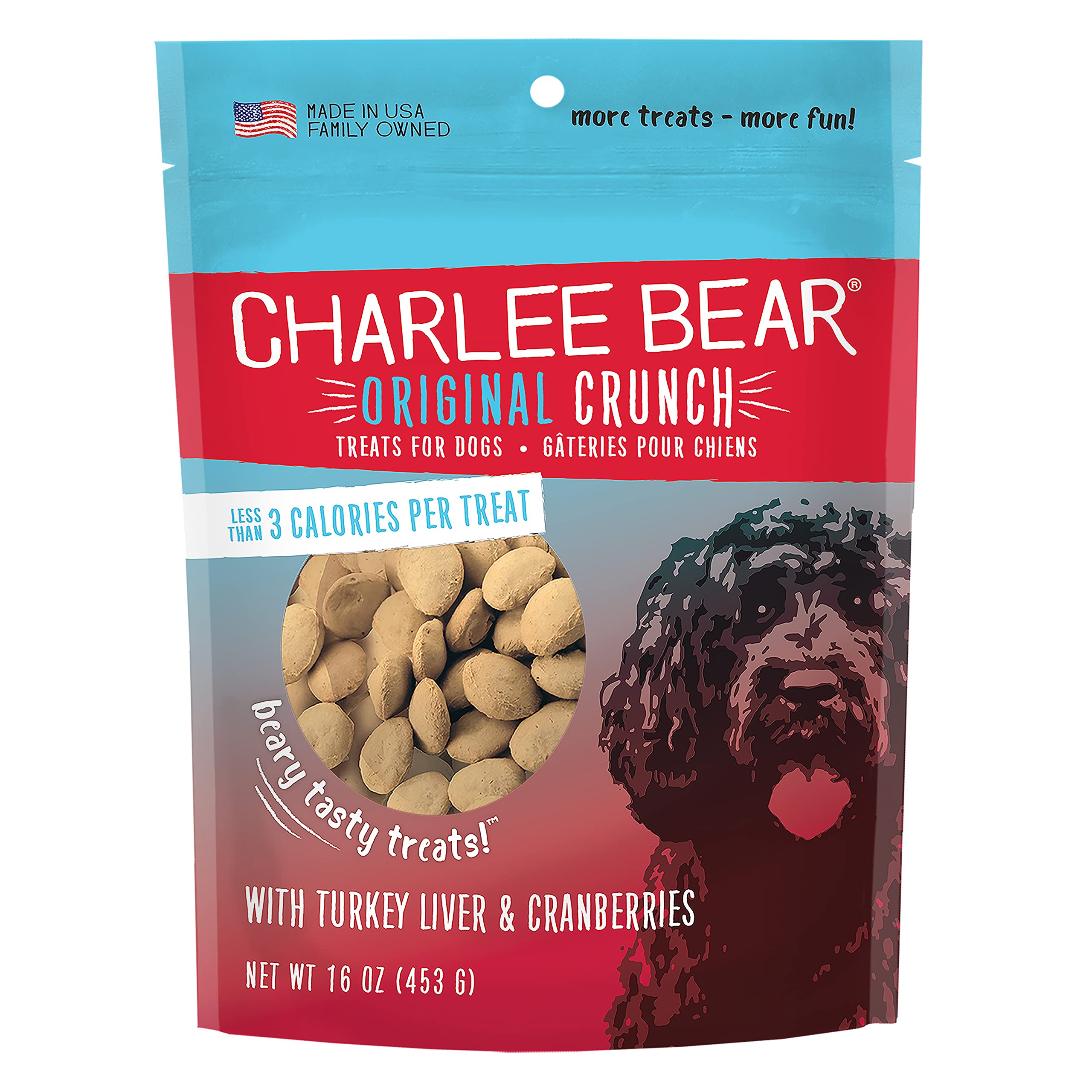 Charlee Bear Original Dog Treats, Turkey Liver & Cranberries, 16 oz