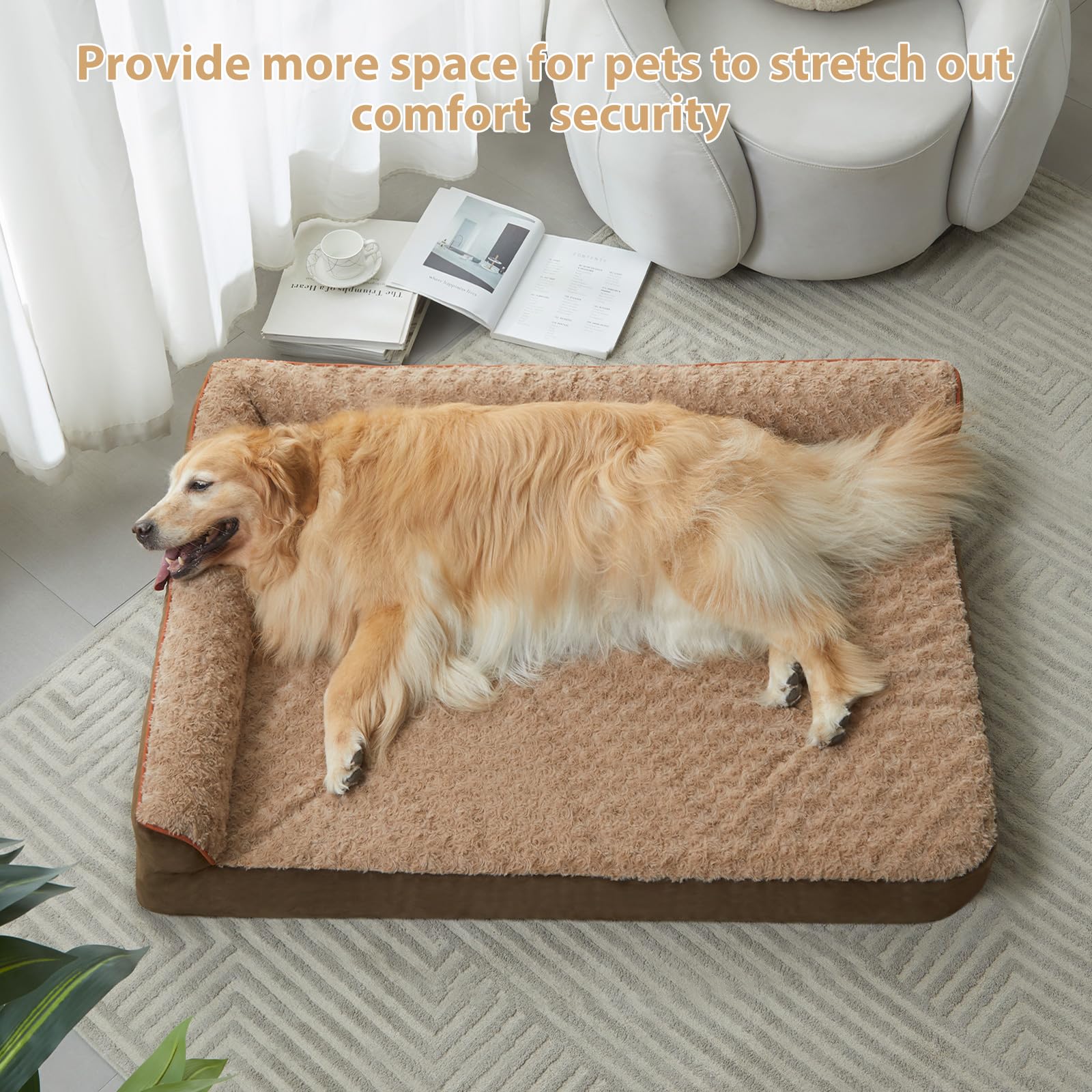 Bfpethome Orthopedic Xxl Dog Bed For Extra Large Dogs, Waterproof Sofa With Sides, Non-Slip Bottom And Egg-Crate Foam Couch Bed
