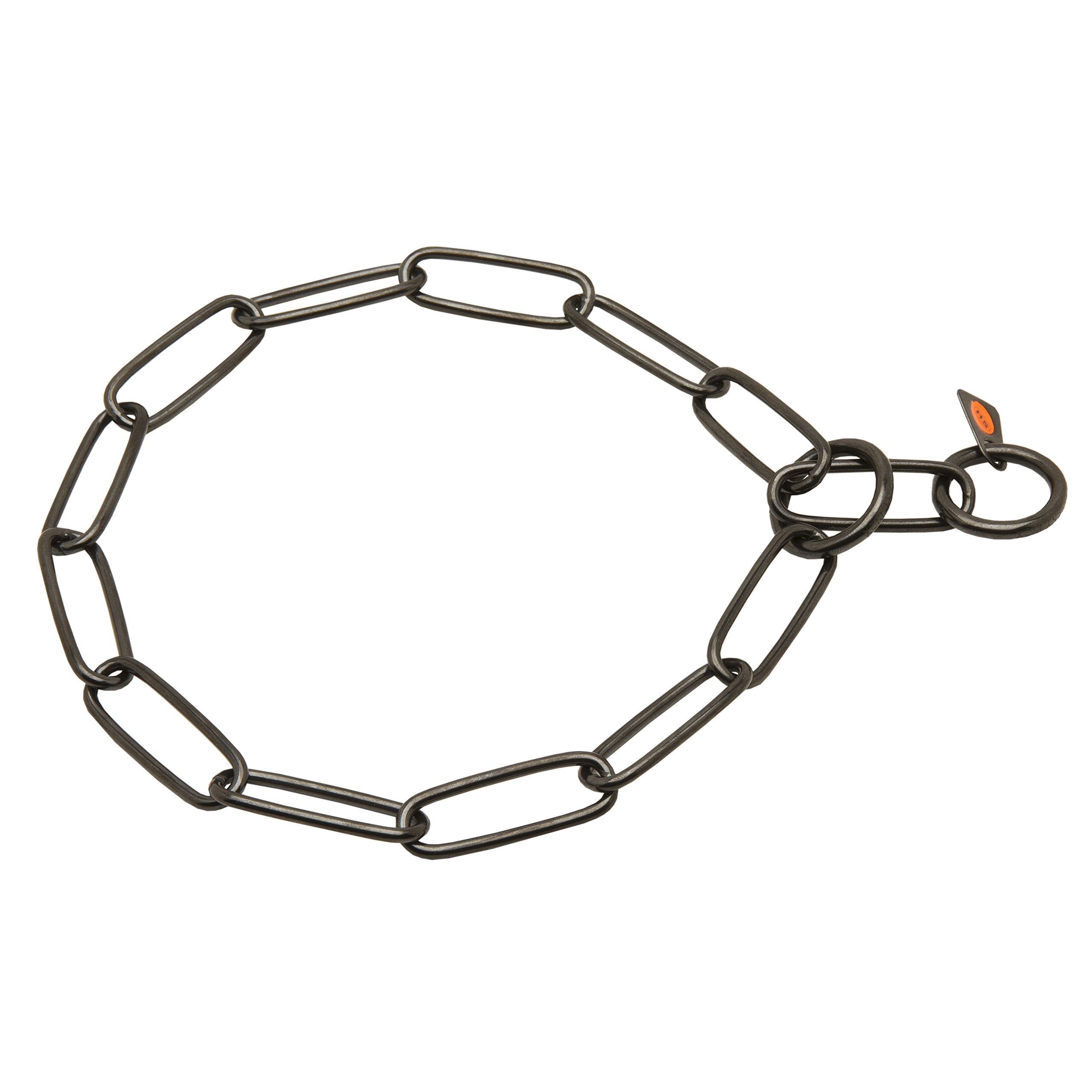 Herm Sprenger Black Stainless Steel Chain Collar For German Shepherd With Long Links - 3 Mm X 21 Inches