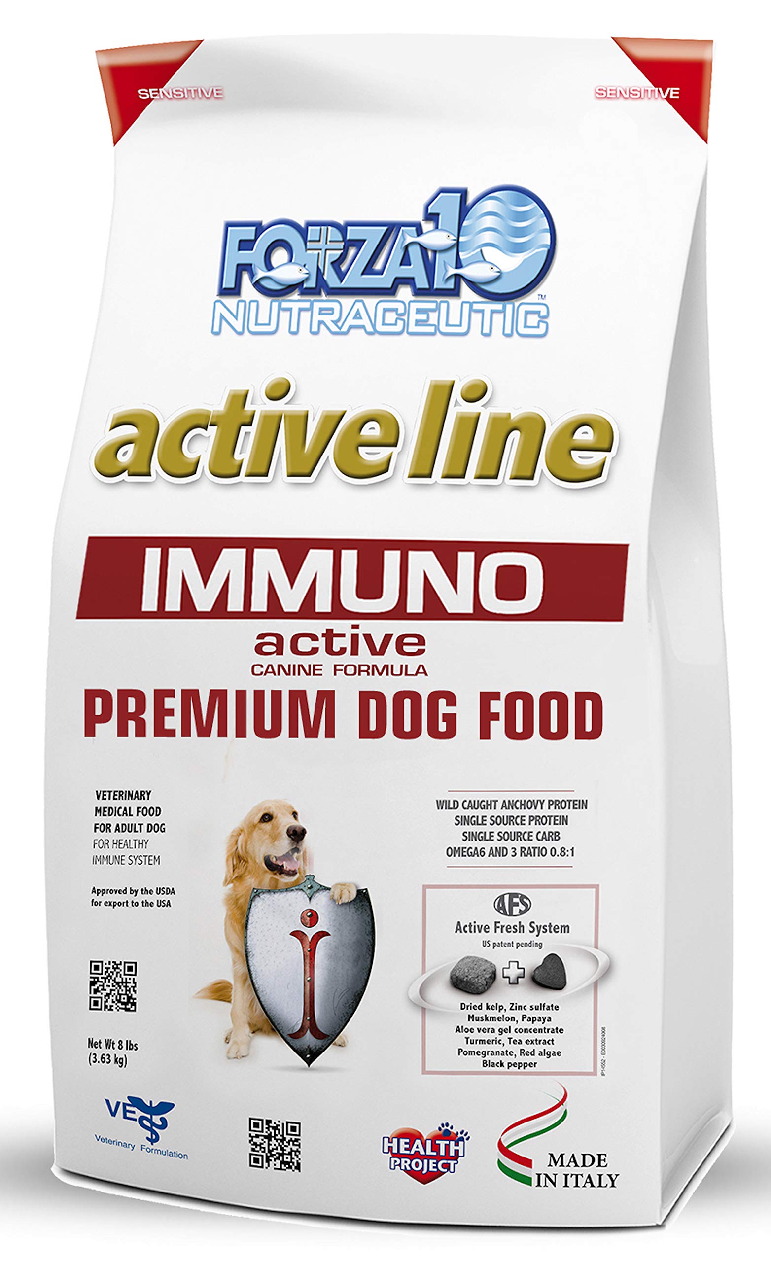 Forza10 Active Immuno Support Diet Dry Dog Food, for Adult Dogs, Limited Ingredient Dog Food, 8 Pound Bag