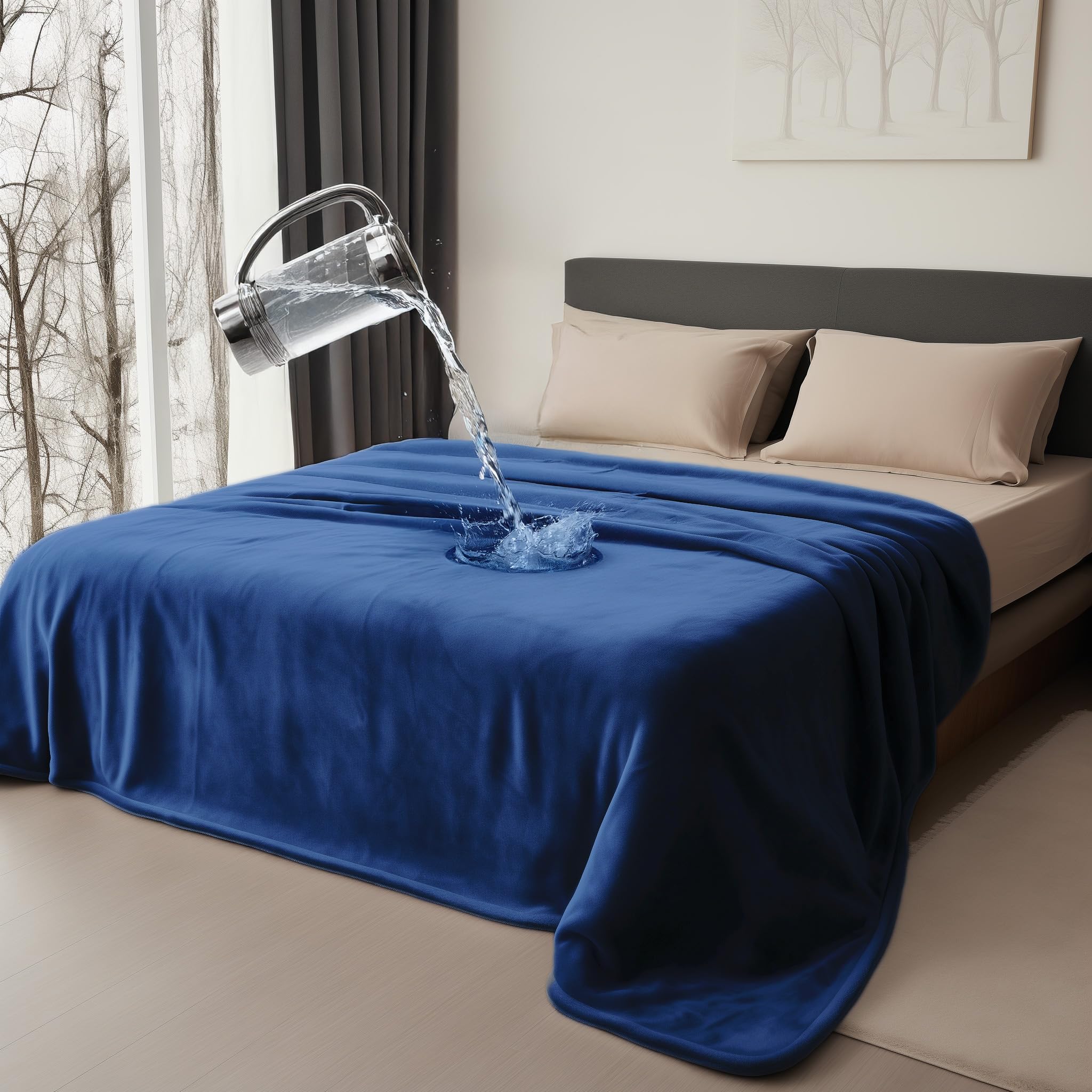 Bedding Aid Waterproof Blanket For Bed, Flannel Love Blanket Waterproof, Green Twin Blanket Intimacy Blanket, Leakproof Couples Blanket Twin Size (60X80”, Blue/Green)