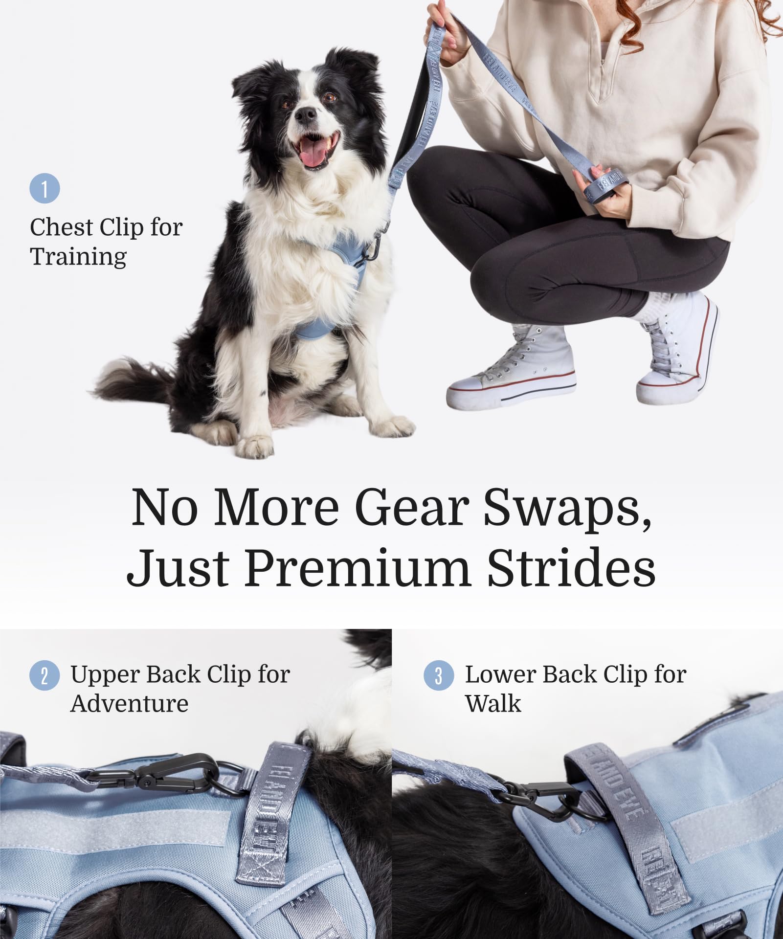 2025 New Edition, Fei & Eve Classic Dog Harness - Quick-Release Buckles | 3-Point No-Pull Control | Heavy-Duty 900D Nylon | Dual