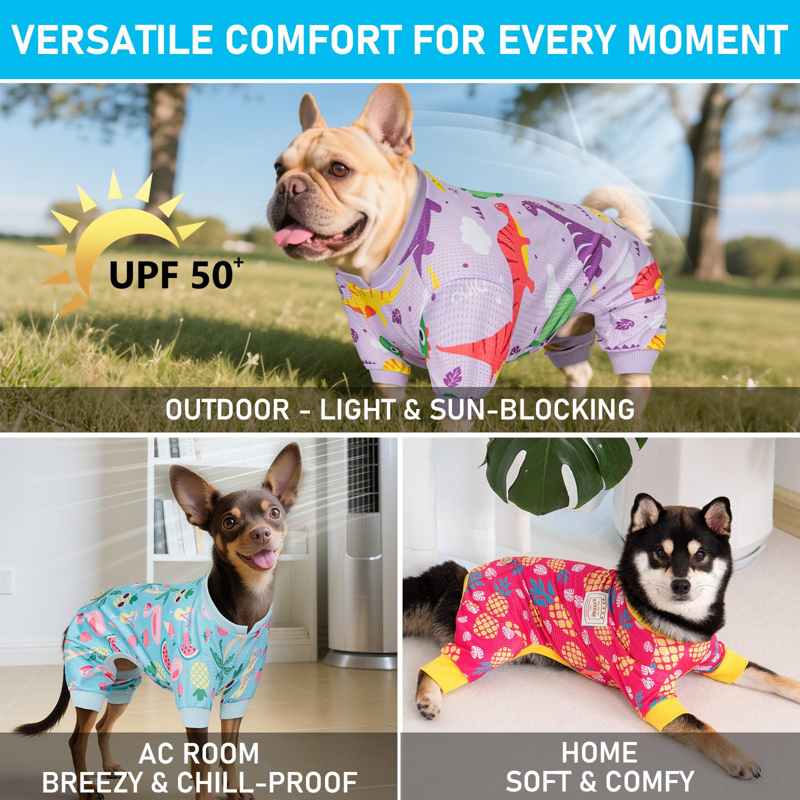 Kyeese Dogs Pajamas Lightweight Dog Pjs For Small Medium Dogs Dog Onesie Jumpsuit Great For Summer Dog Hair Shedding Cover 2# Br