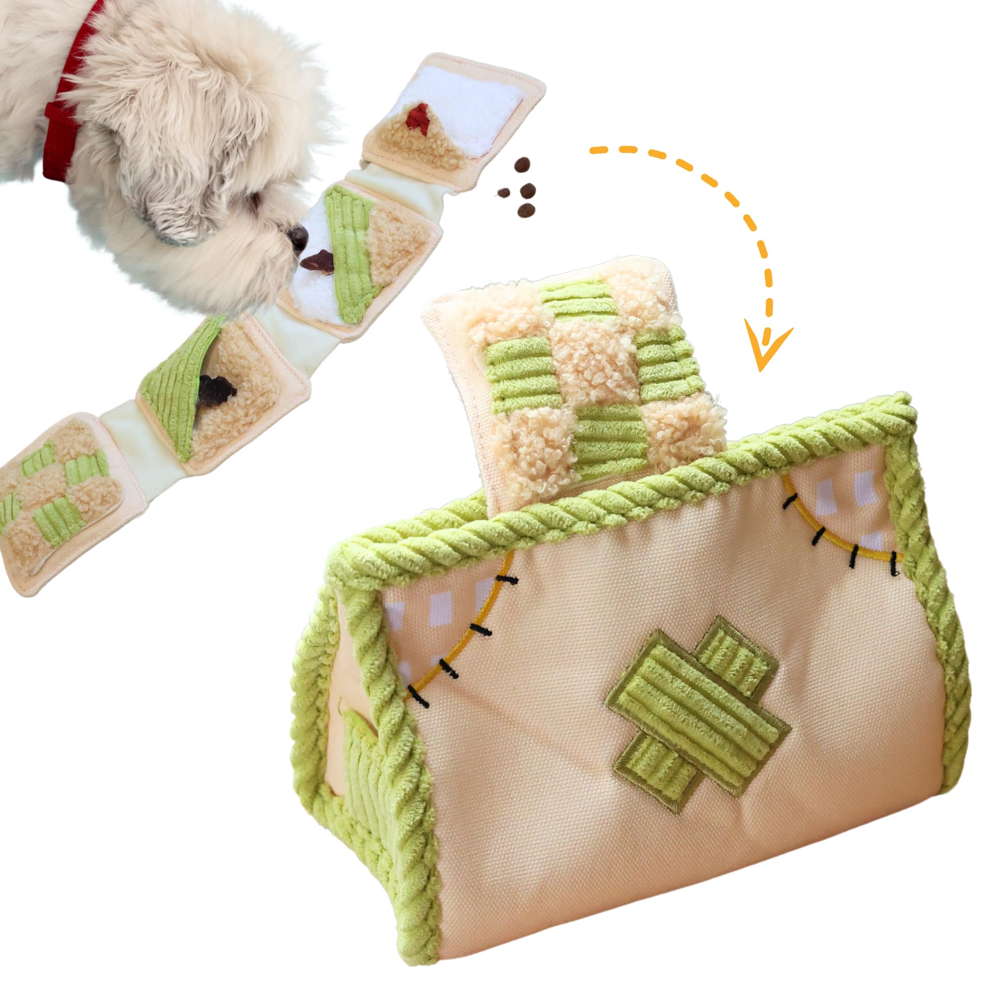 Pawfoo Lab Dog Puzzle Toy, Interactive Snuffle Tissue Box Toy For Small Medium Large Dogs - Hide & Seek Treat Dispenser With Squ