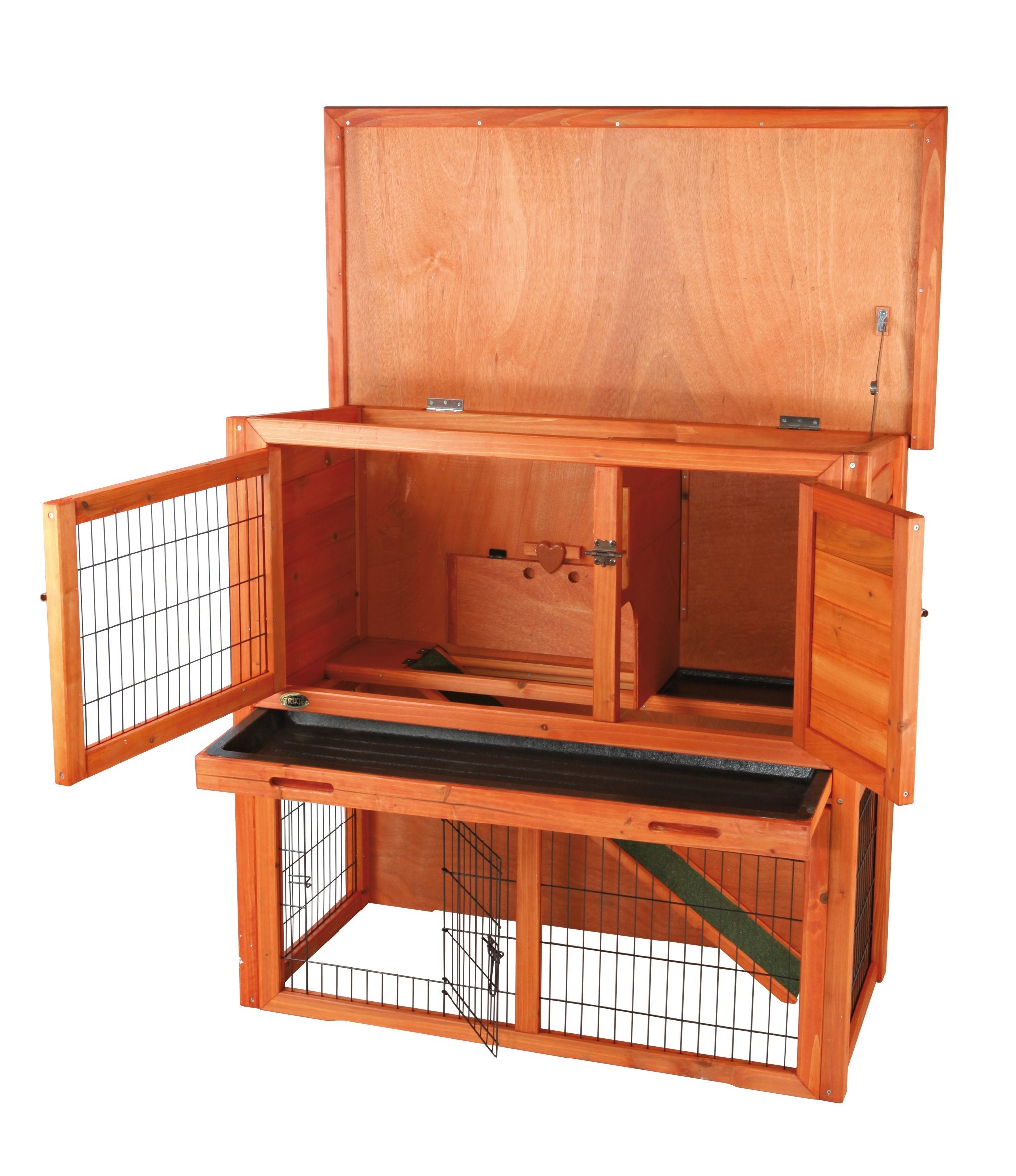 Rabbit Hutch With Sloped Roof (M), Glazed Pine
