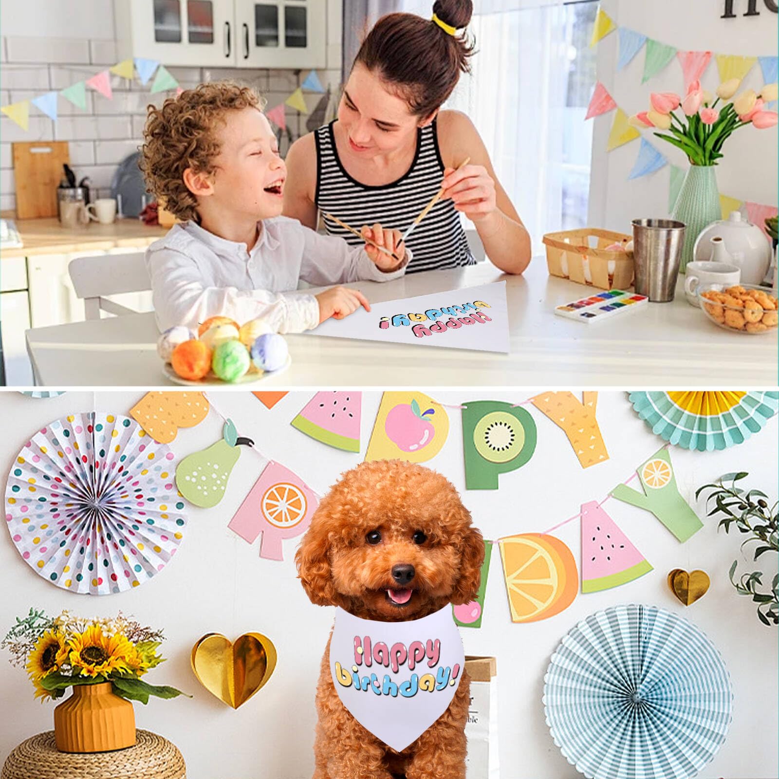 Gofshy Sublimation Dod Bandanas 6Pcs, Heat Transfer Washable Dog Scarf, Blank Diy Solid Kerchief Bib Breed, Pet Birthday/Party F