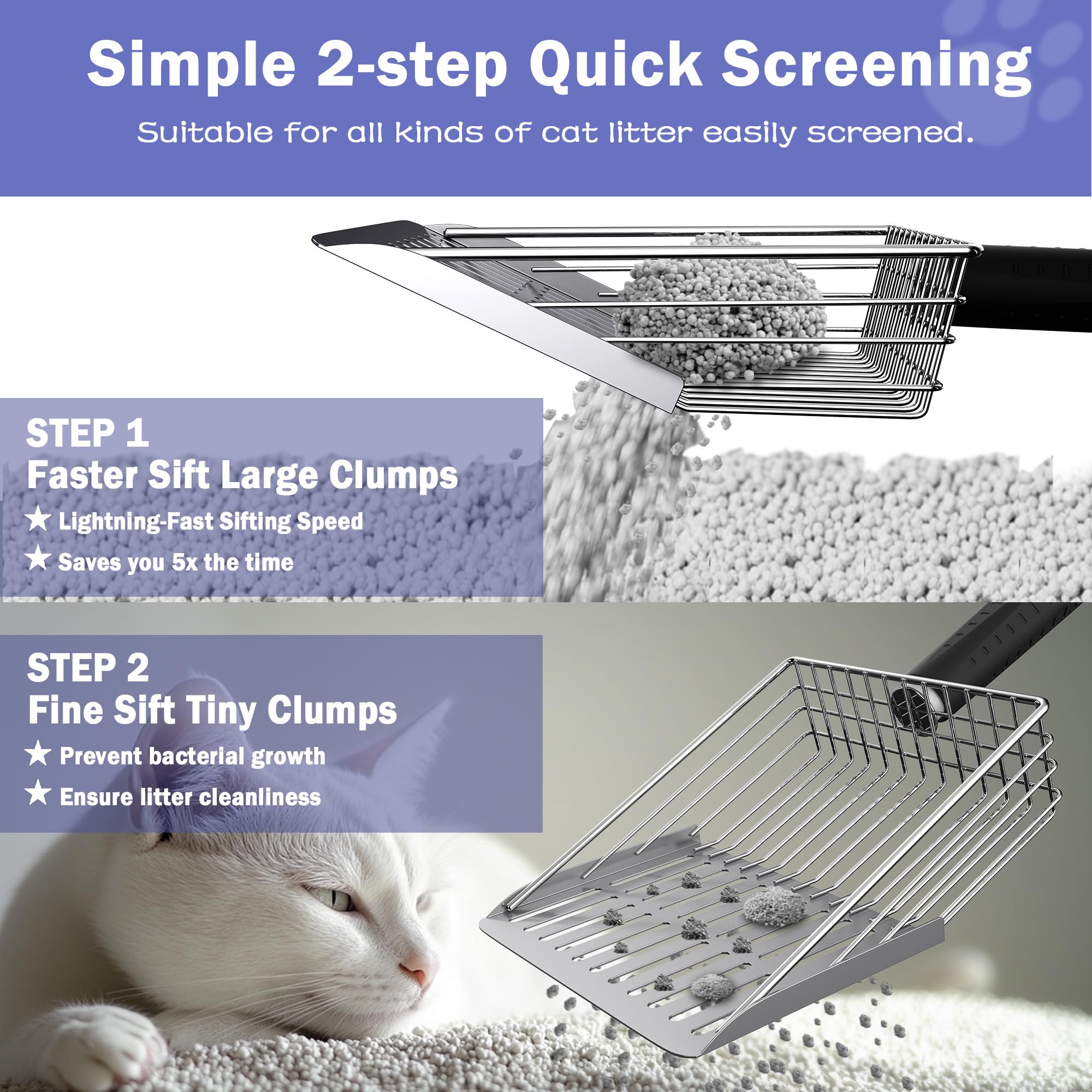 Cat Litter Scoop Kit, Metal Litter Scoop Includes Portable Small Broom and Dustpan Set, Heavy Duty Cat Litter Scoop, Litter Scoo