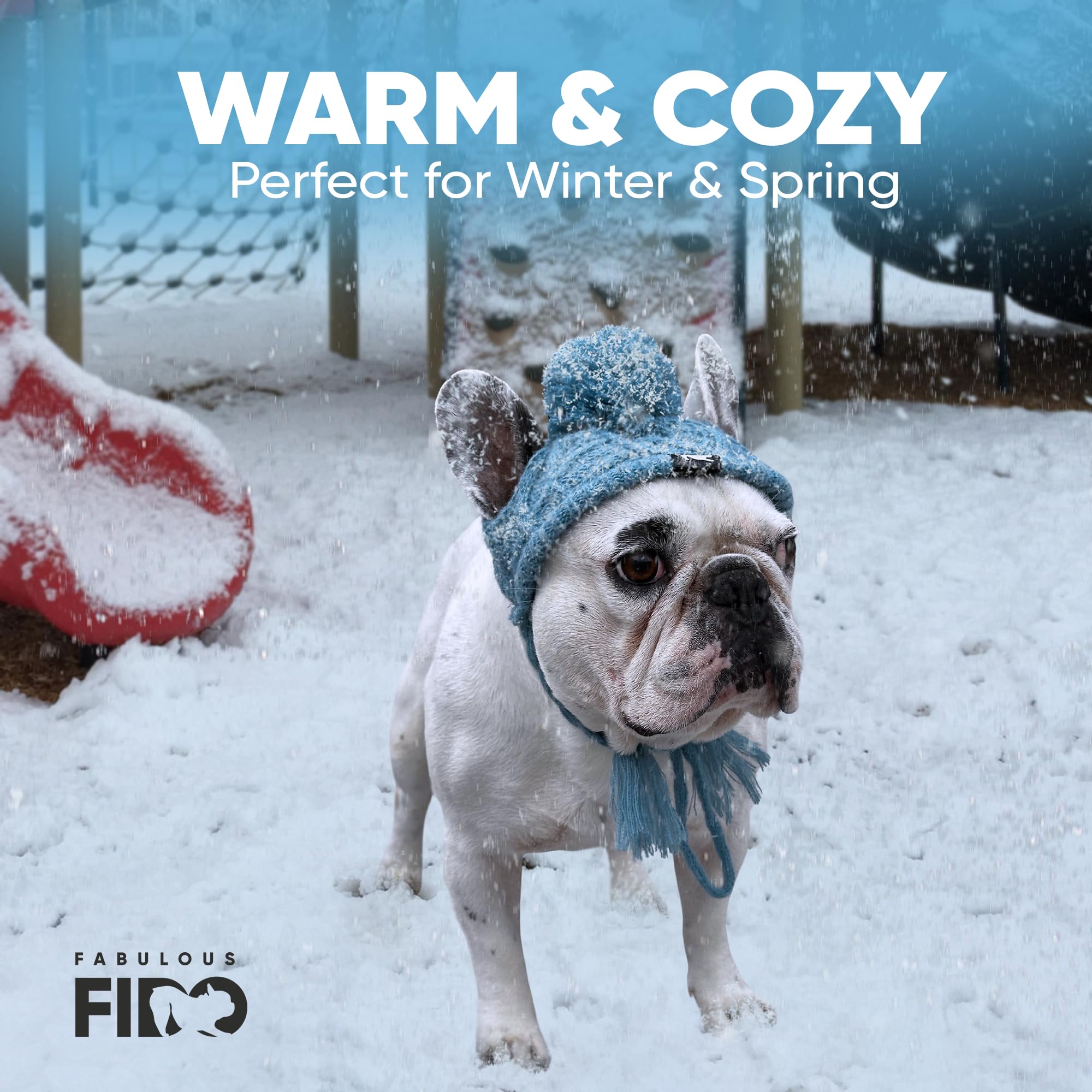 Classic Knit Hat For Dogs - With Ear Holes & Adjustable Chin Strap - Beanie For French Bulldog - Soft Fabric, Stylish Accessorie