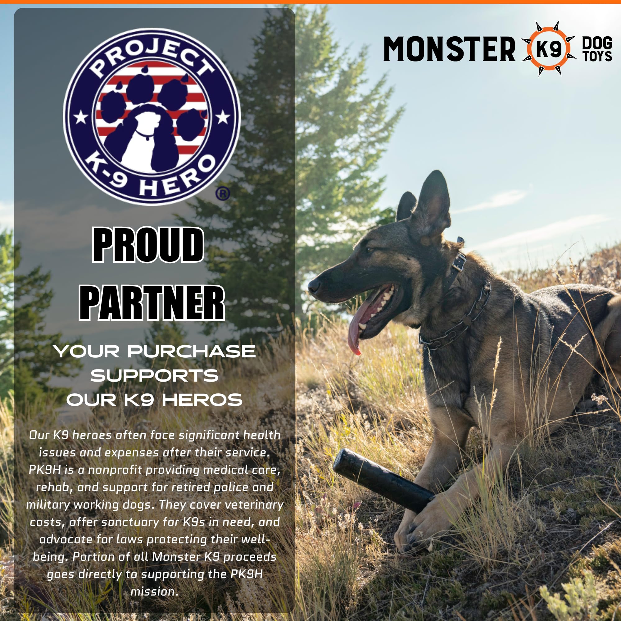 Monster K9 Indestructible Chew Stick - Lifetime Replacement - Medium & Large Breeds - Ultra Durable For Aggressive Chewers - Che