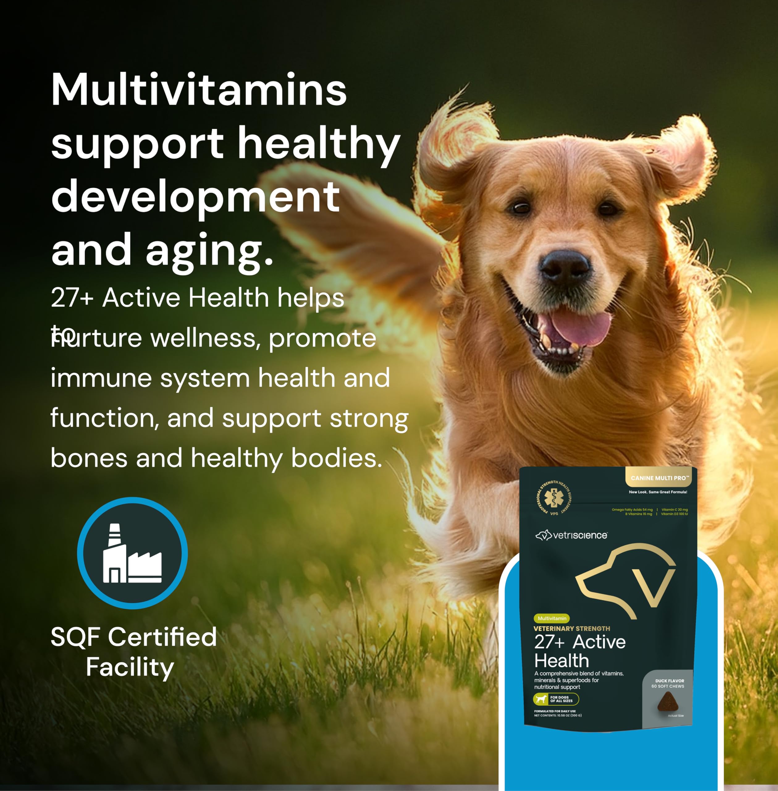 VetriScience Veterinary Strength 27+ Active Health Chews - Comprehensive Dog Multivitamin for Dog Health & Wellness - Digestive