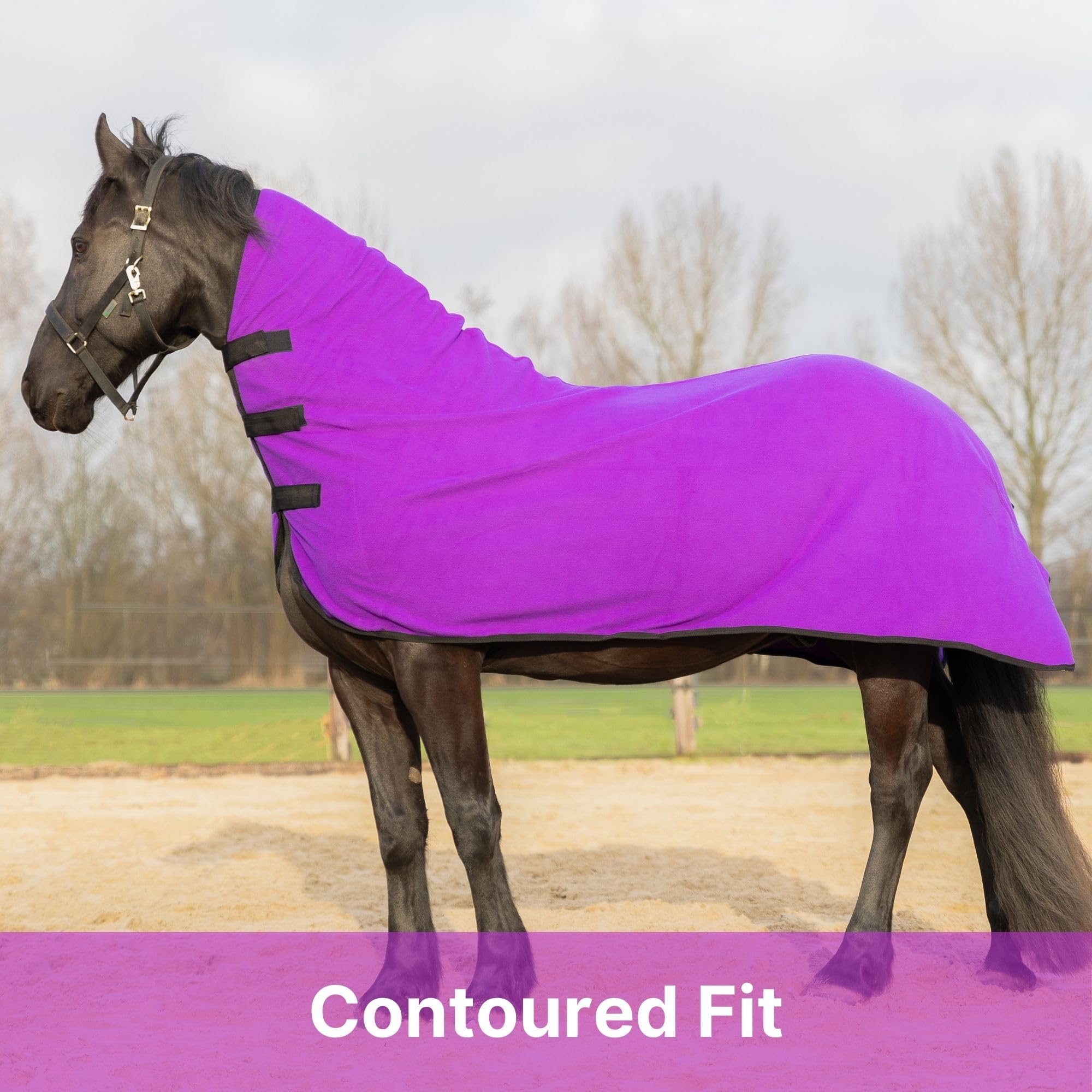 Resistance Long Lasting & Warm Soft Fleece Contour Cooler For Horse (X-Large (80''-82''), Purple)