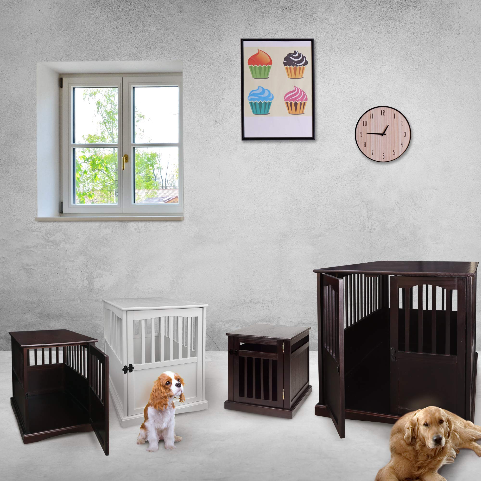 Casual Home Wooden Pet Crate, End Table, Medium, New White