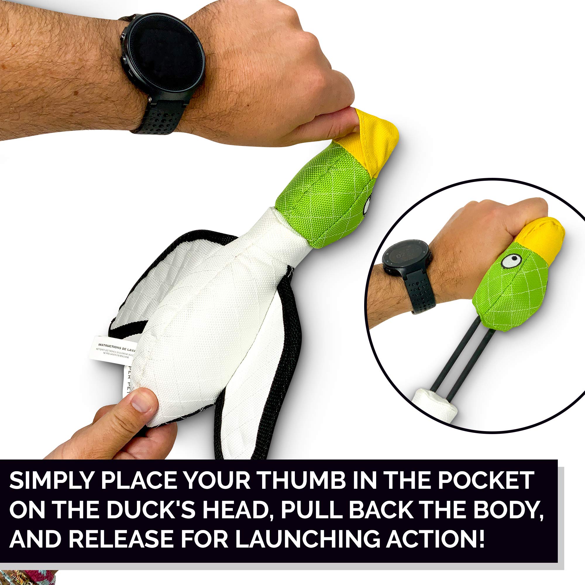 Hyper Pet Flying Series Interactive Dog Toys - Large Duck Slingshot Fetching Dog Toy - Floats On Water