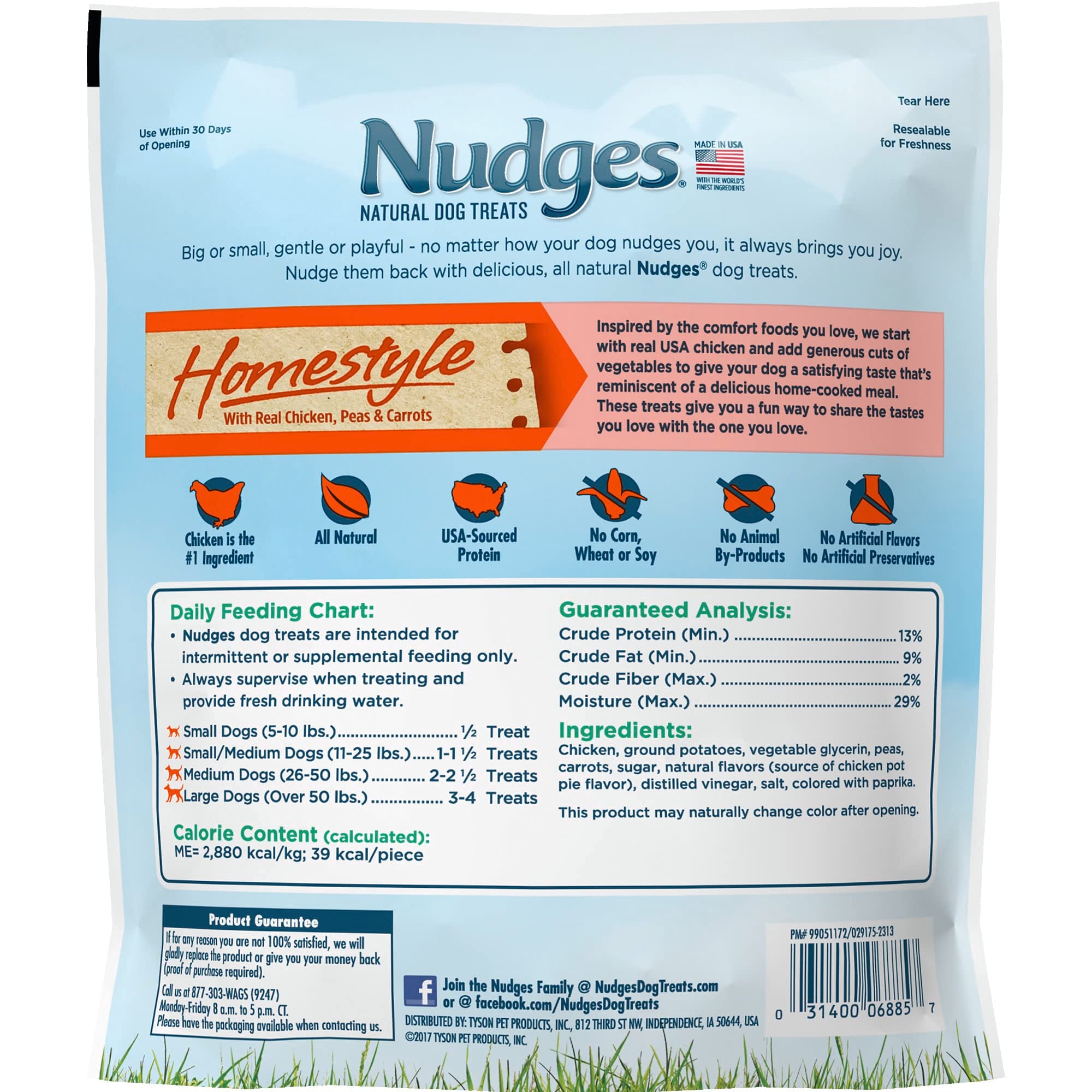 Blue Buffalo Nudges Homestyle Natural Dog Treats, Chicken, 16oz Bag