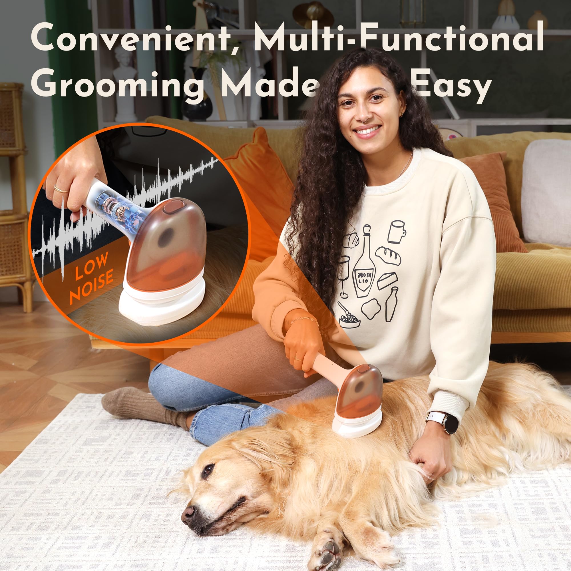 Iinnoo 3-In-1 Dog Grooming Self-Cleaning Slicker Brushgrooming Tool For Dogs & Cats, Suitable For Shedding & Haired Pets