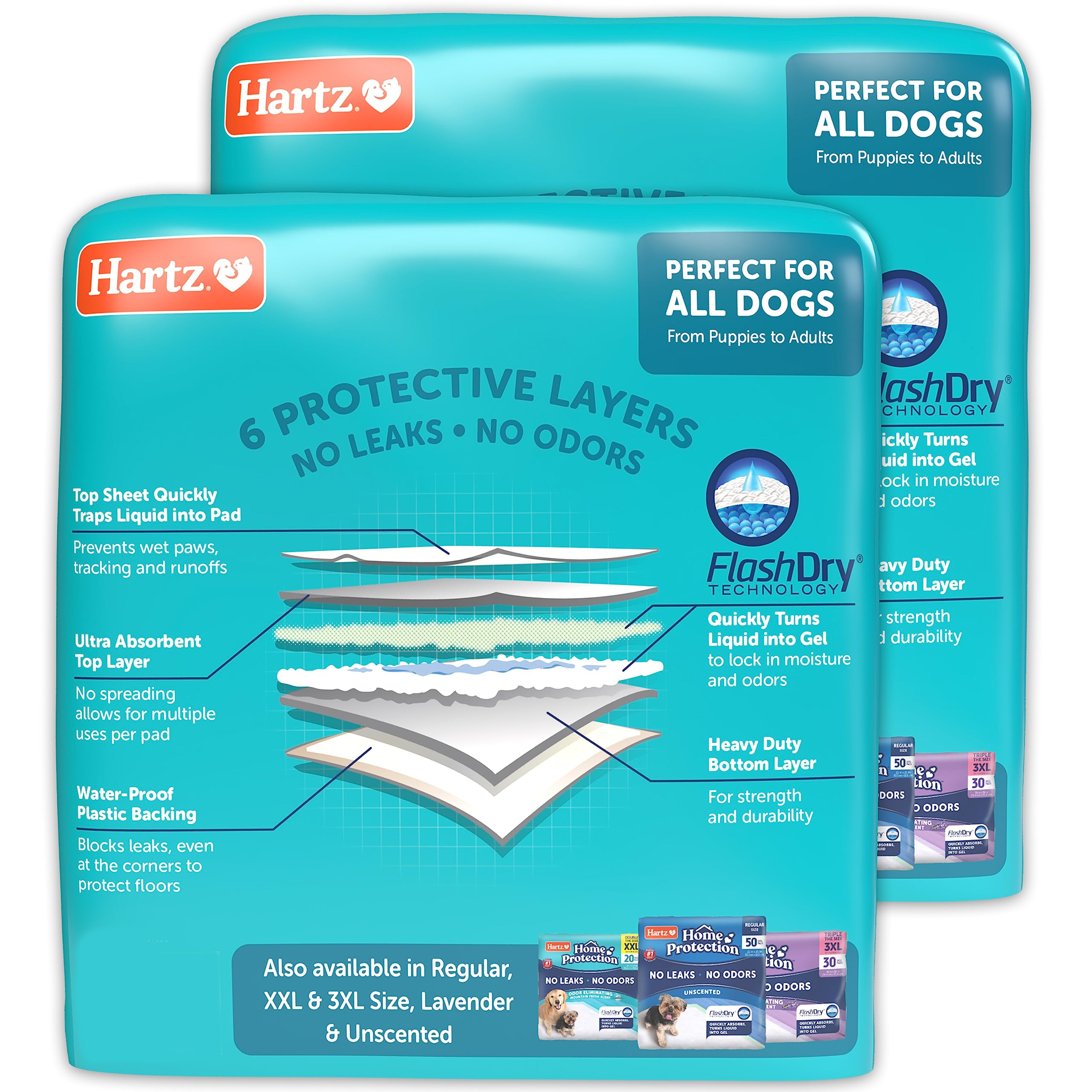 Hartz Dog Pads, XL 60 Count, Super Absorbent, Mountain Fresh Scent, Odor Eliminating, Model 3270012037