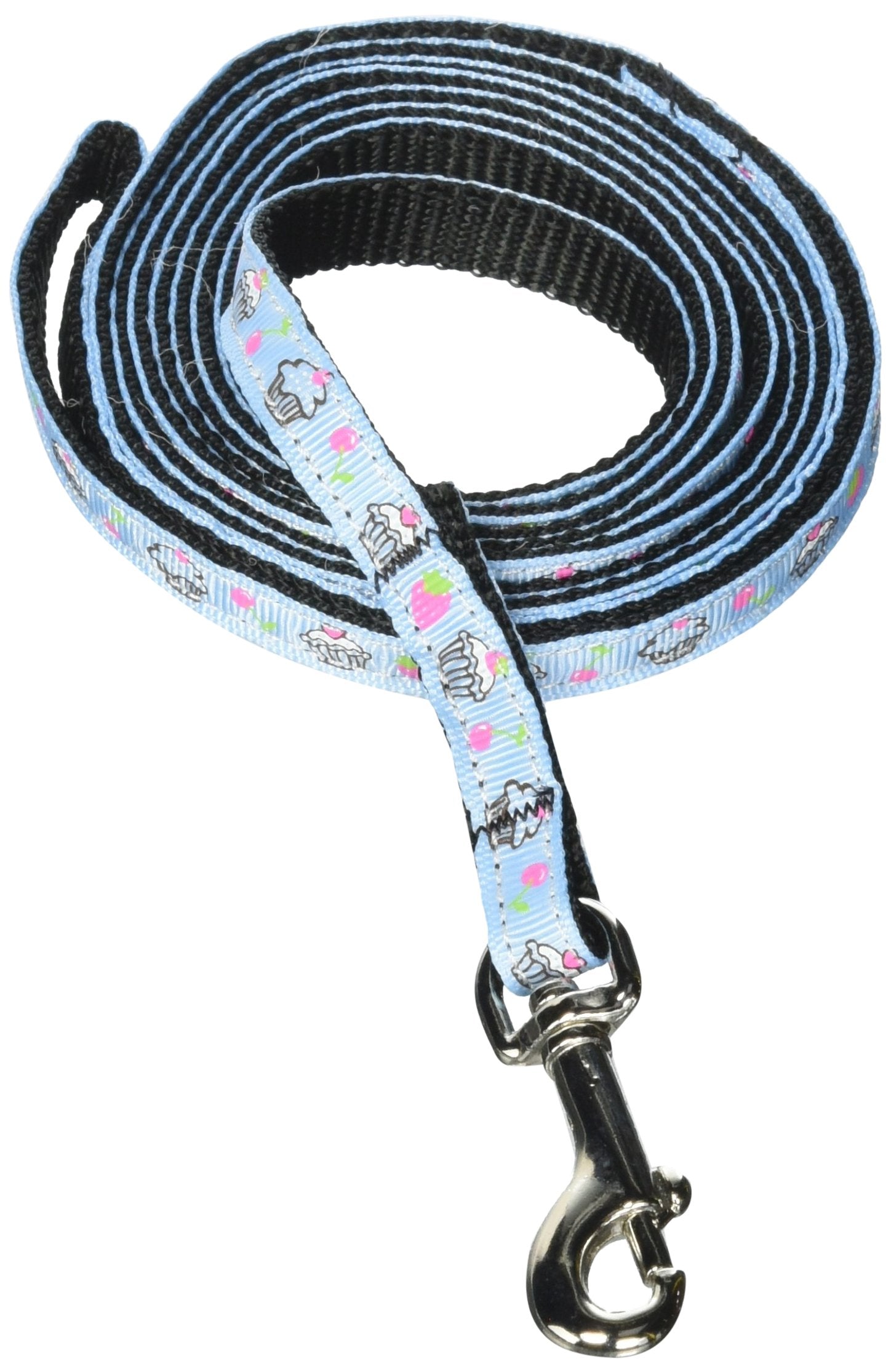 Mirage Pet Products Cupcakes Nylon Ribbon Leash for Pets, 3/8-Inch by 6-Feet, Baby Blue