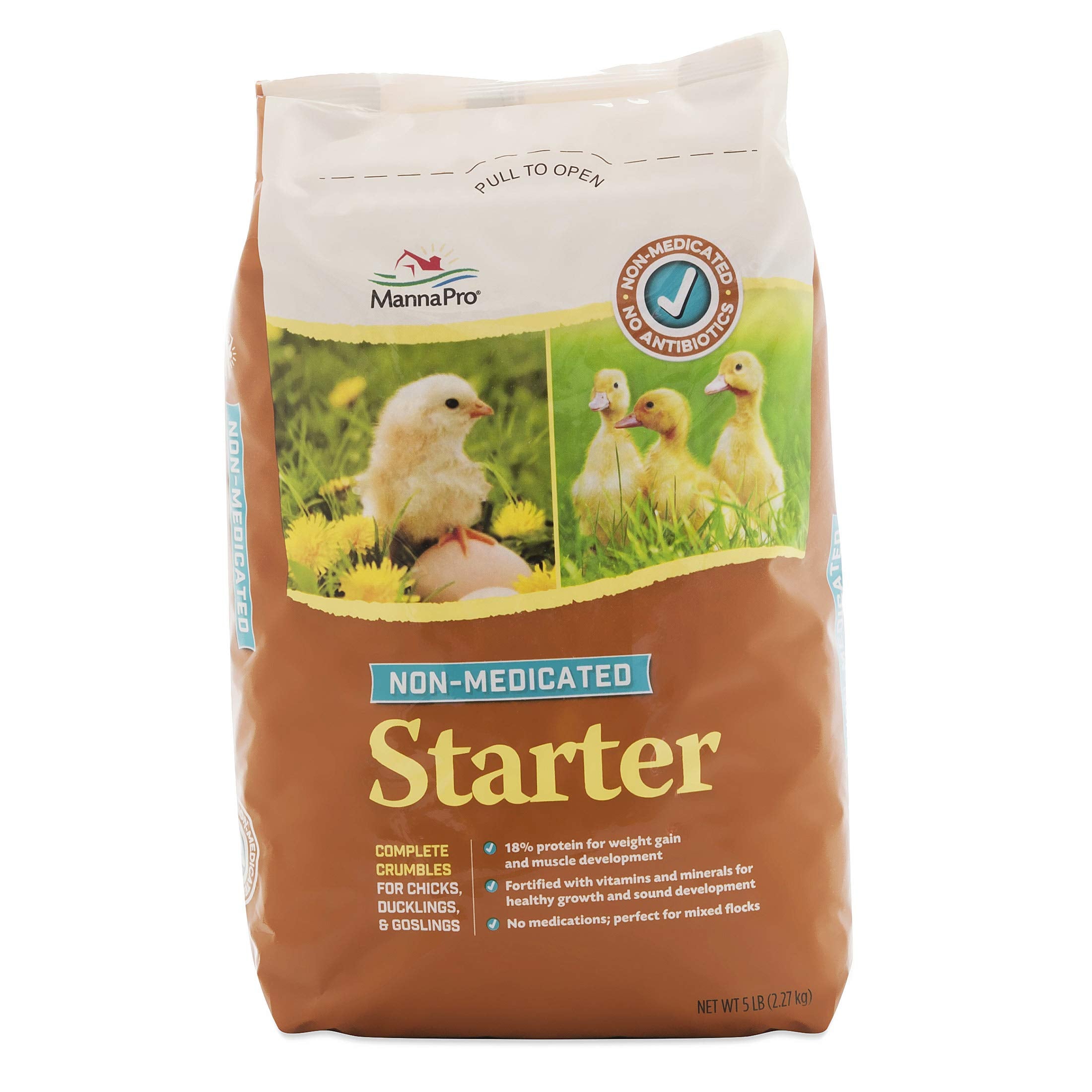 Manna Pro Non-Medicated Starter Crumble Feed for Chicks & Ducklings|Formulated with Vitamins & Minerals|5 Pounds