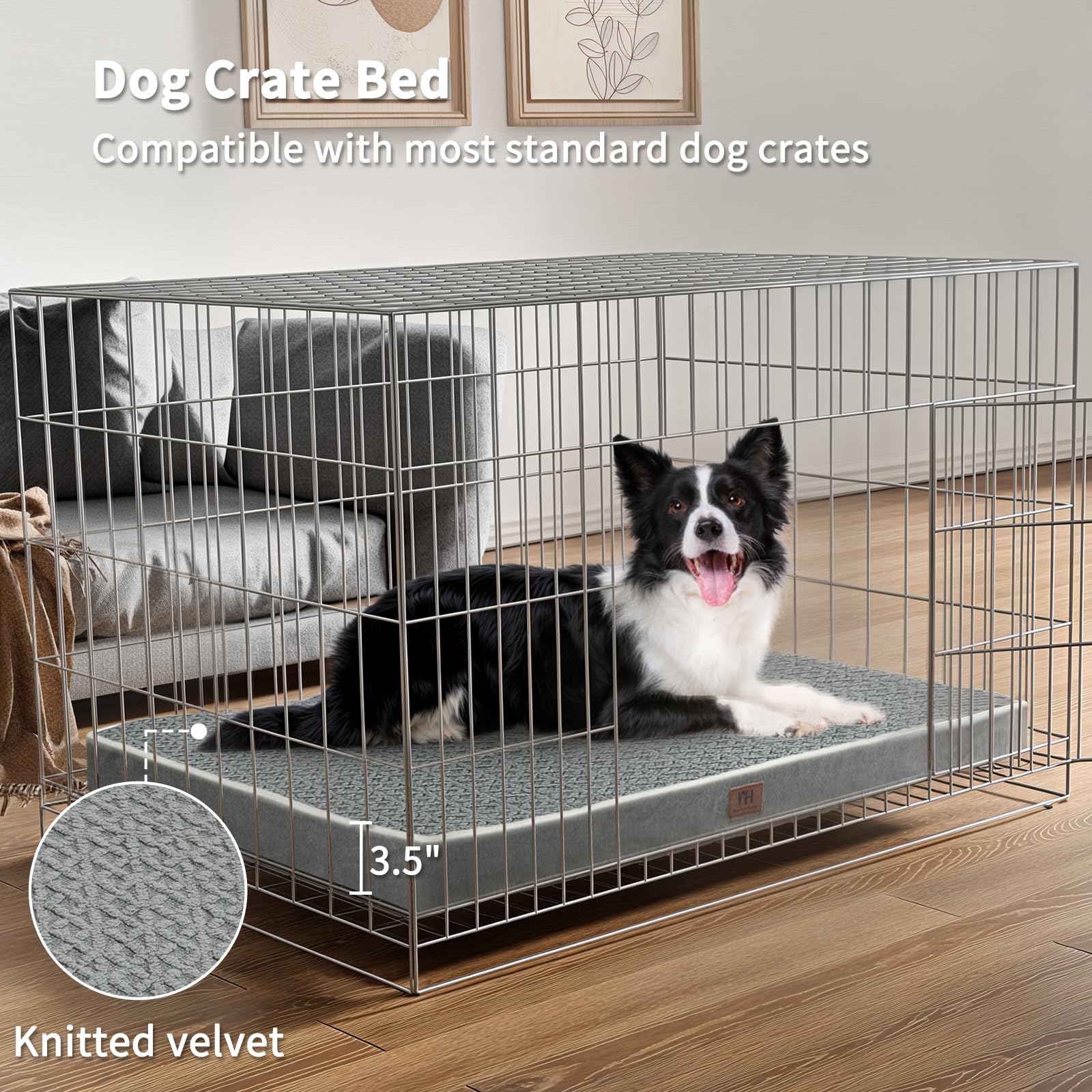 Large Dog Bed - Dog Crate Bed Orthopedic Large Sized Dog Beds,Washable & Waterproof Cover Big Plush Comfort Pet Bed Mat, Egg Cra