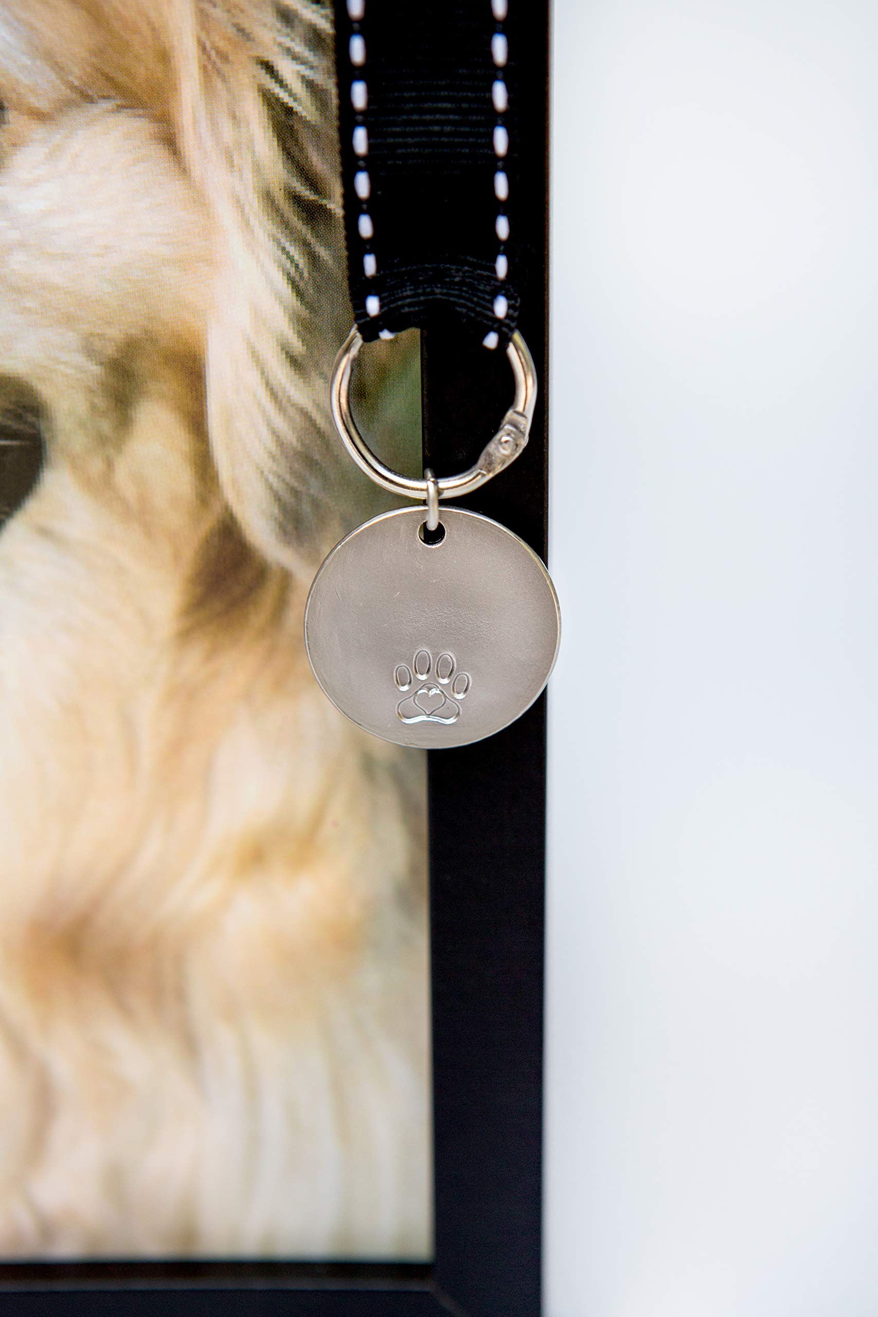 Pawprints Left by You Dog Memorial Photo Frame - Black, Model 6105D, Thoughtful Gift with Pet Tag