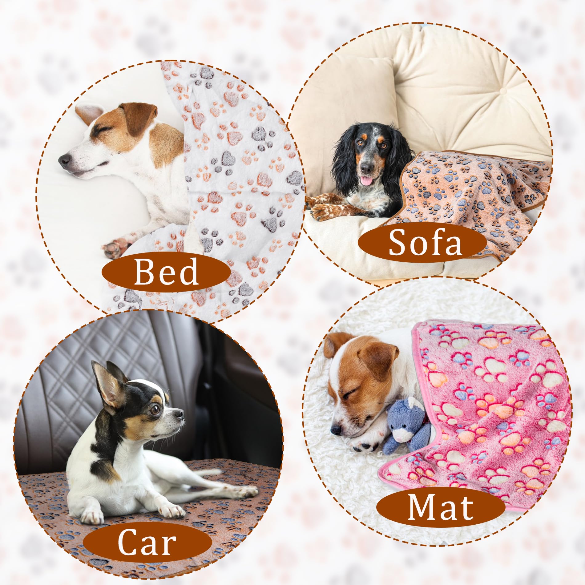 1 Pack 3 Blankets Super Soft Fluffy Premium Fleece Pet Blanket Flannel Paw Printed Throw for Dog Puppy Cat (Medium 30x20, Whit