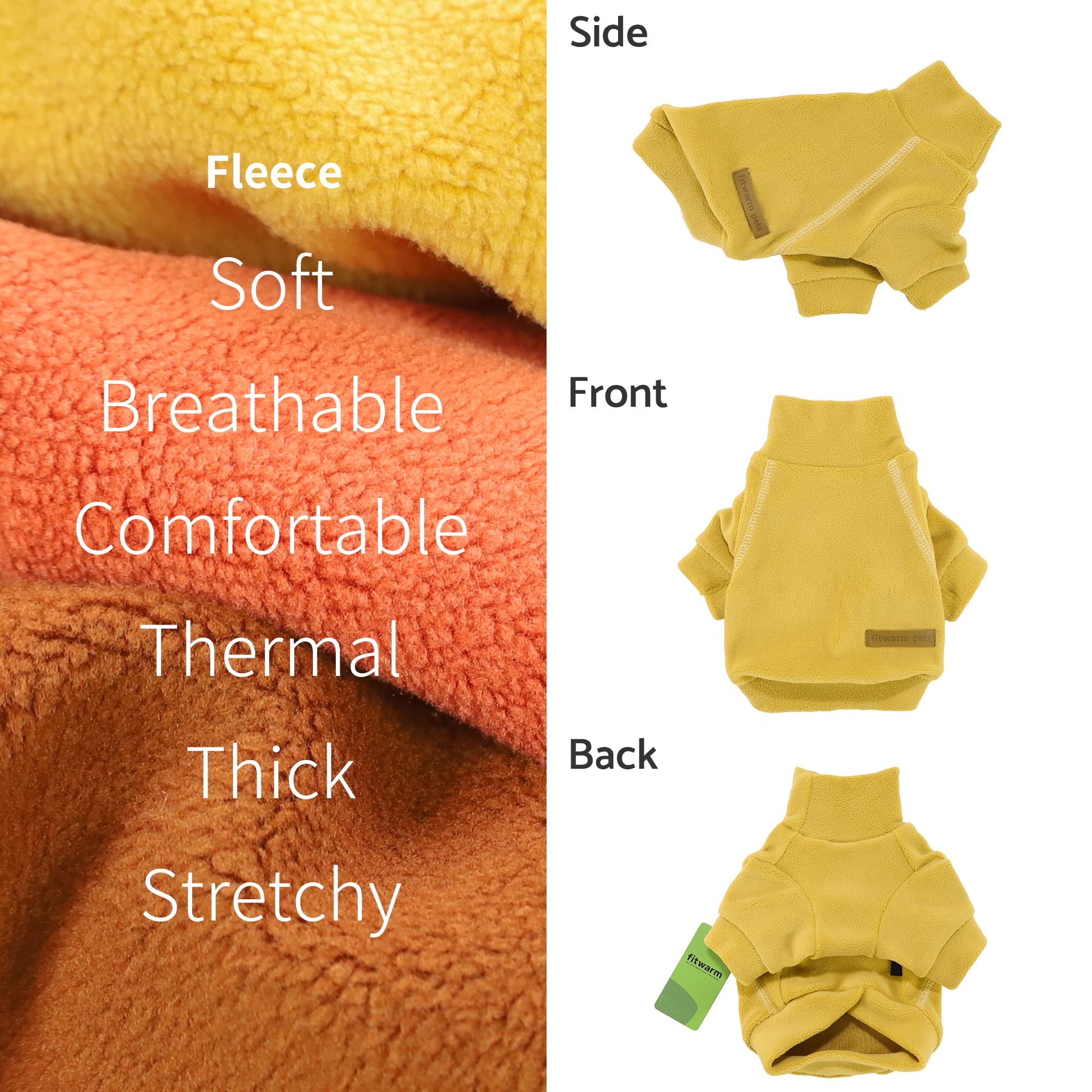 Fitwarm Classic Fleece Dog Sweater - Turtleneck Pullover for Small Dogs, XL, Orange-Yellow-Coffee, Model Fwthreepackorangesweater_XL_B0482