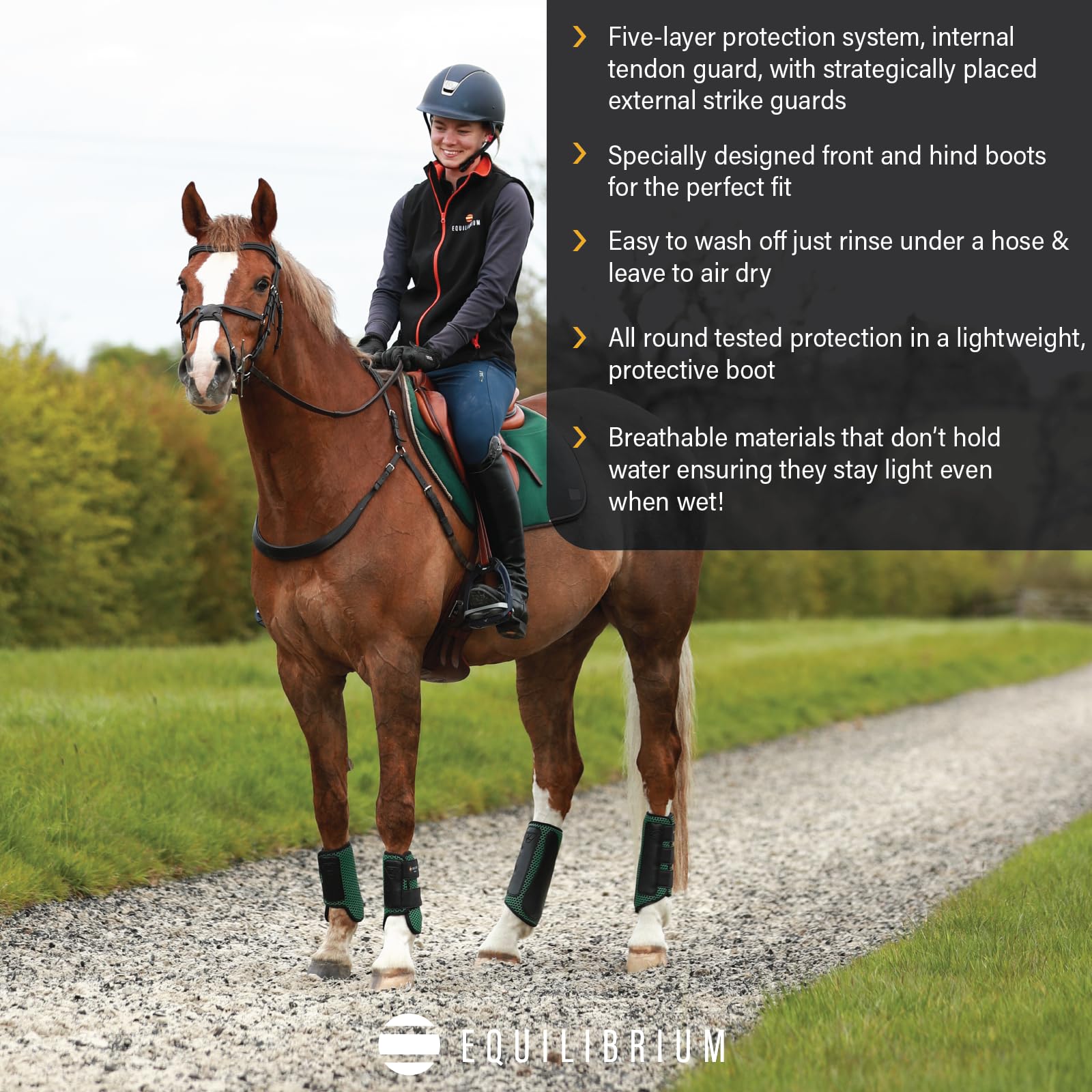 Equilibrium Tri-Zone Horse Impact Sports Boots (Small Hind) (Black)