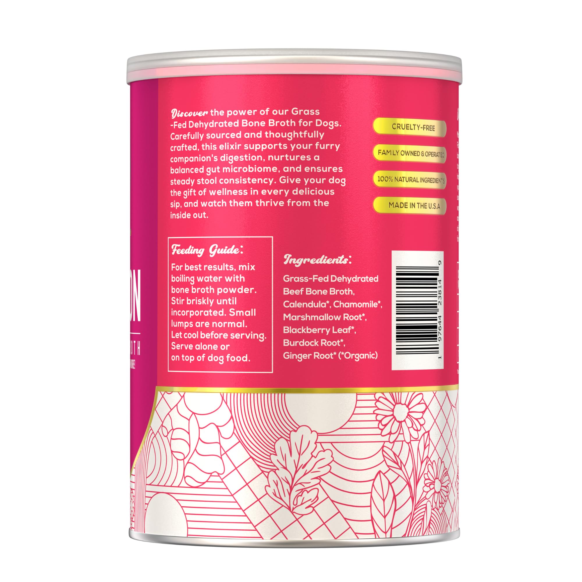 Fidos Digestion Bone Broth for Dogs - Grass-Fed Beef Bone Broth Powder & Organic Herbs - Supports Digestion & Gut Health - Dog
